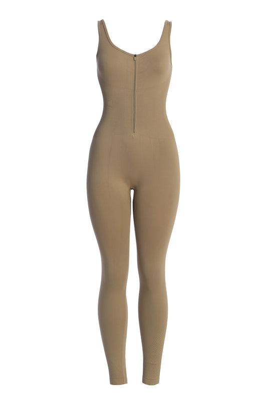 Beige Pure Form Jumpsuit JLUXLABEL