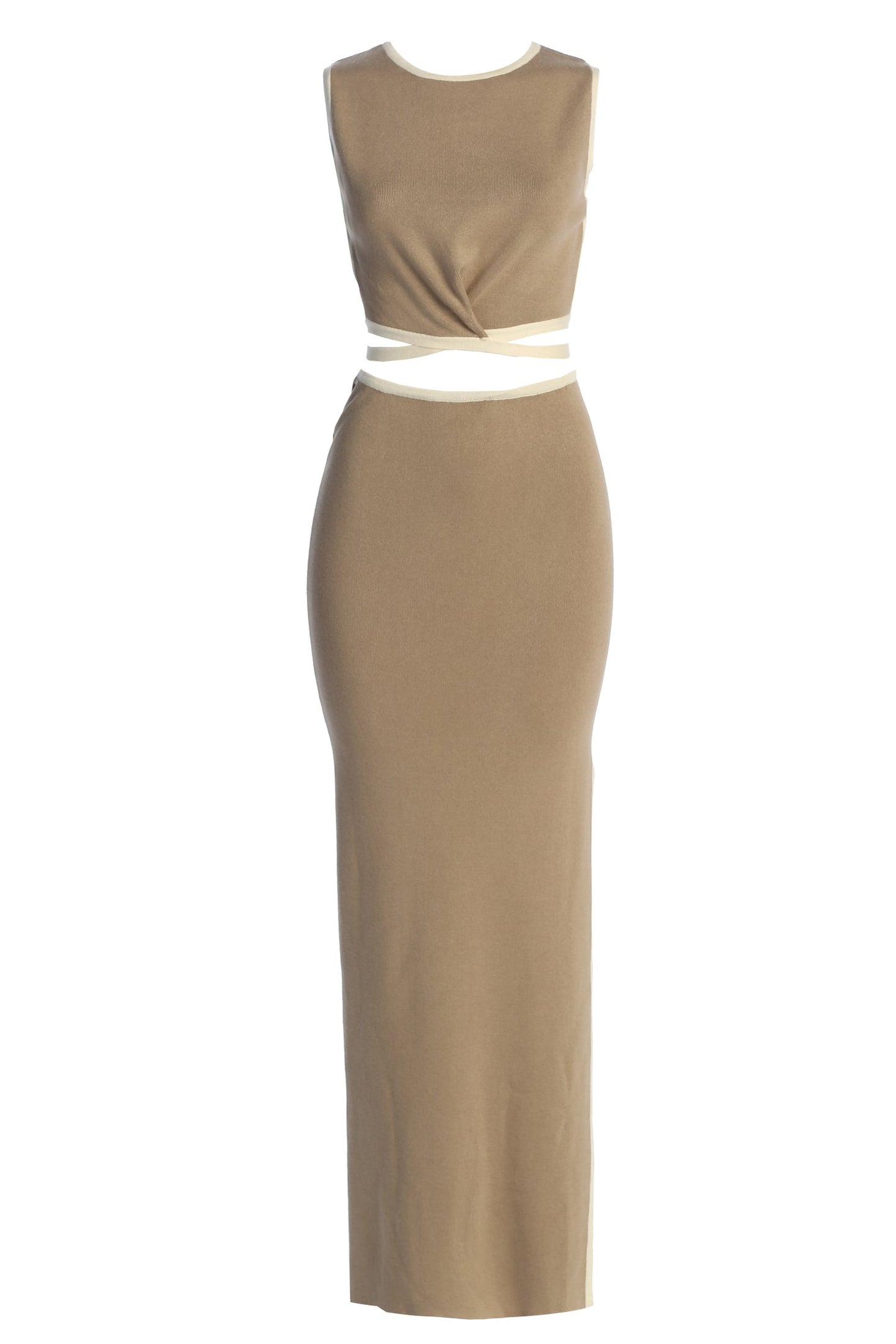Taupe/Cream Anora Skirt Set