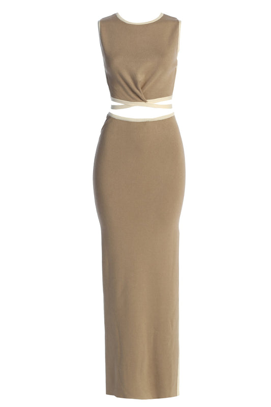 Taupe/Cream Anora Skirt Set