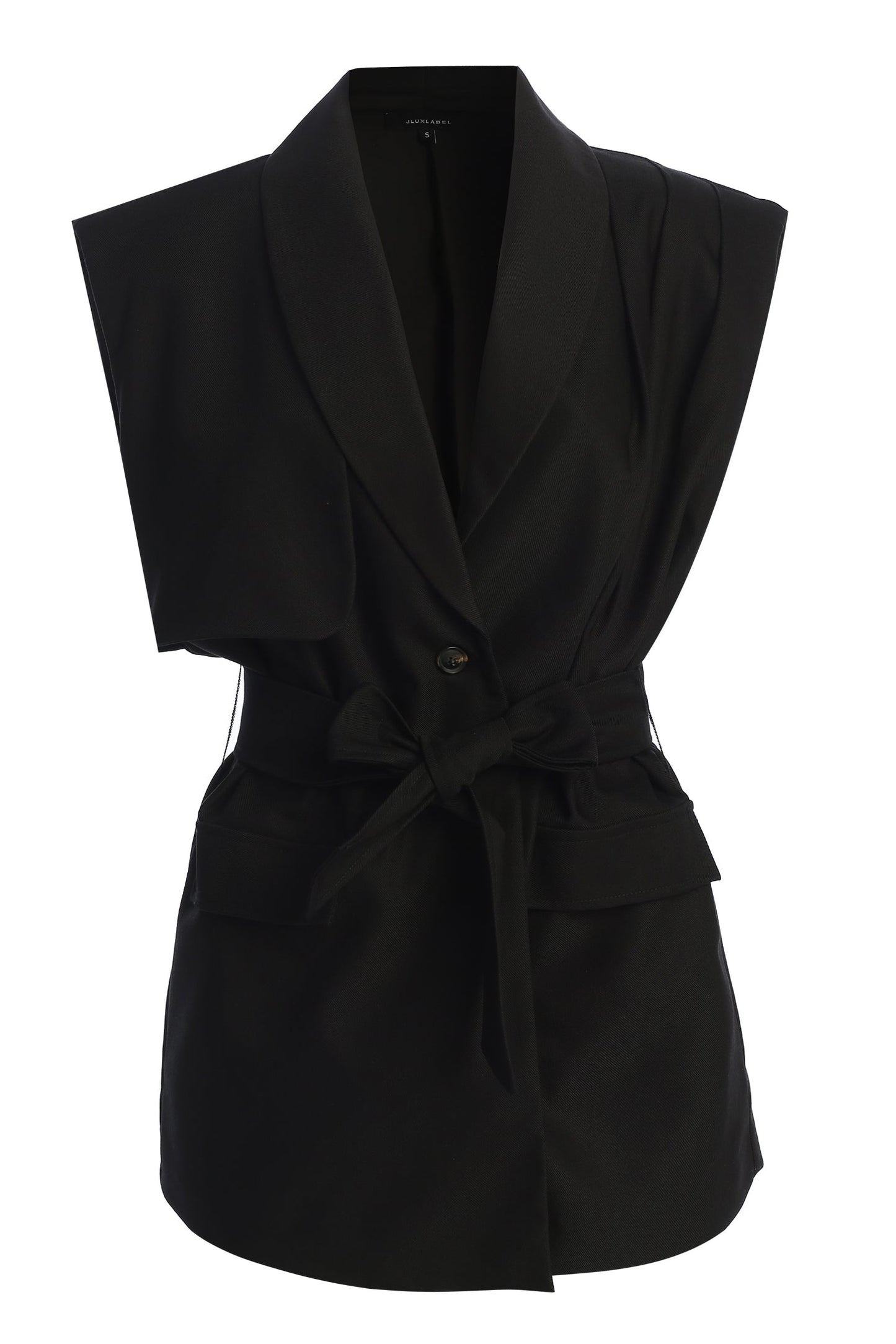 Black Jeanie Belted Vest JLUXLABEL
