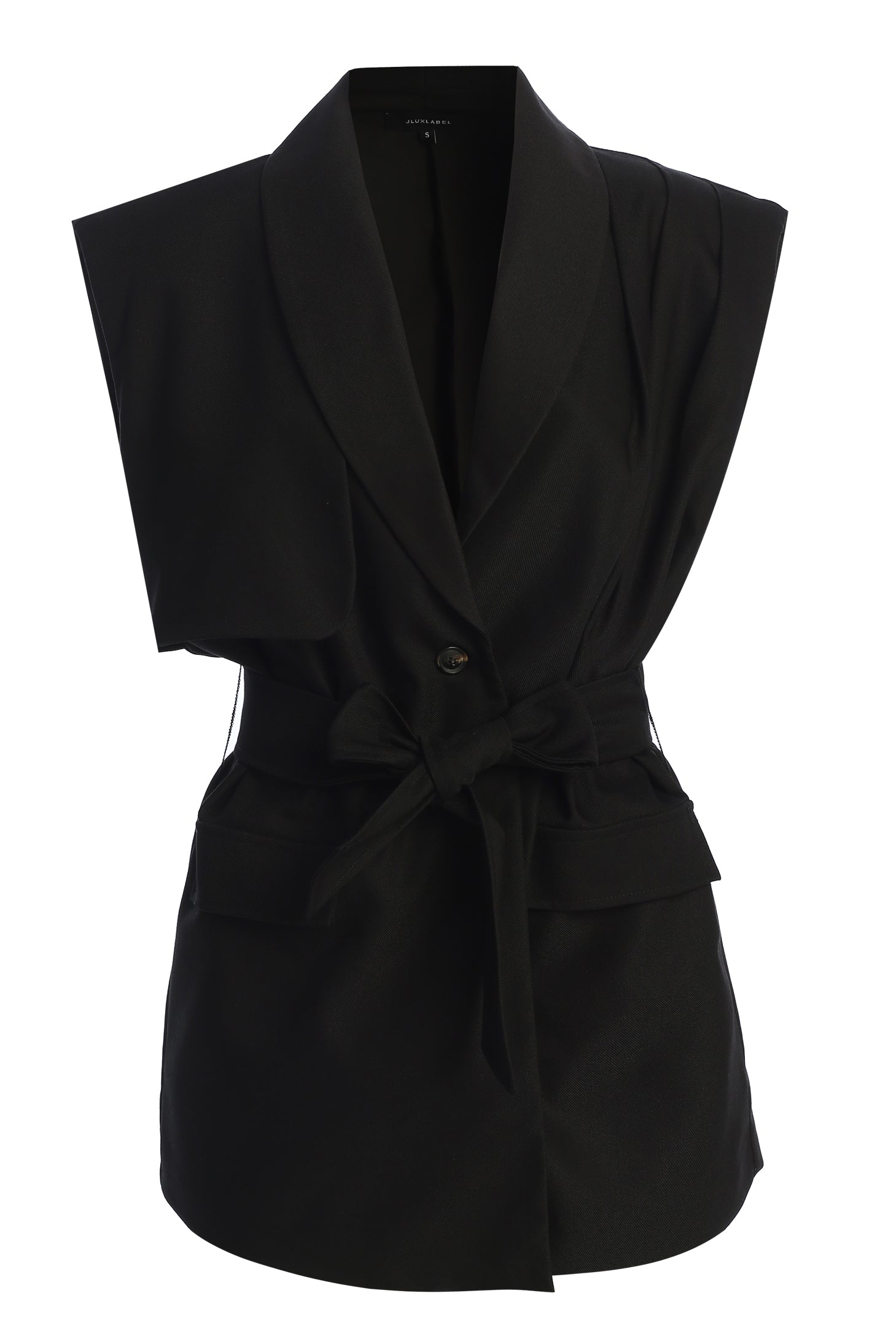 Black Jeanie Belted Vest JLUXLABEL