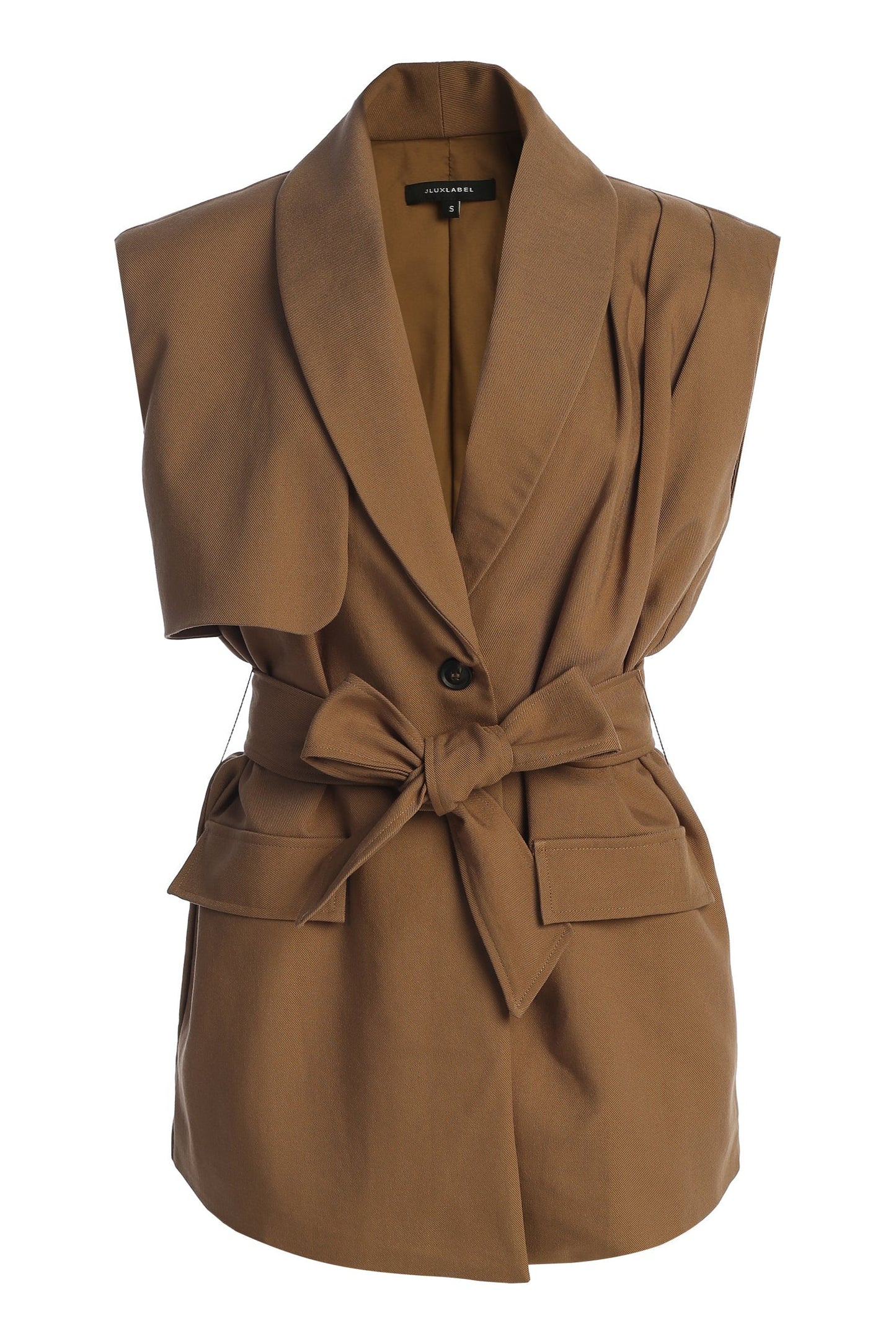 Tan Jeanie Belted Vest NEWFASHIONEDGE