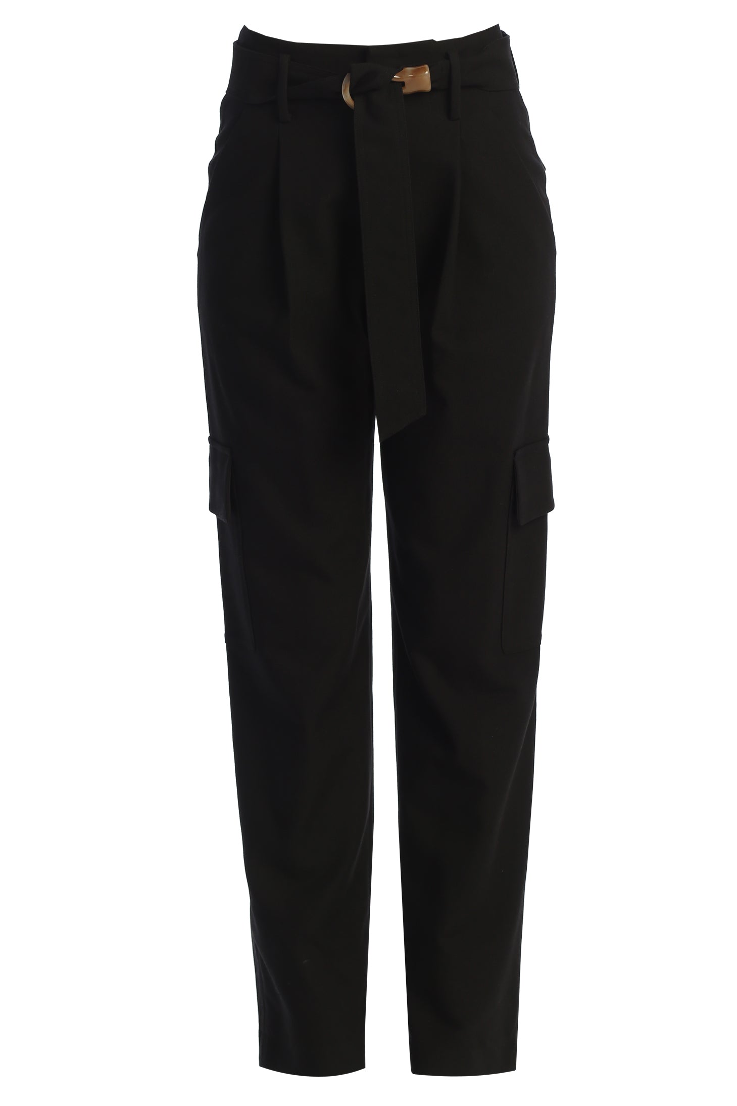 Black Alexis Belted Cargo Pants JLUXLABEL