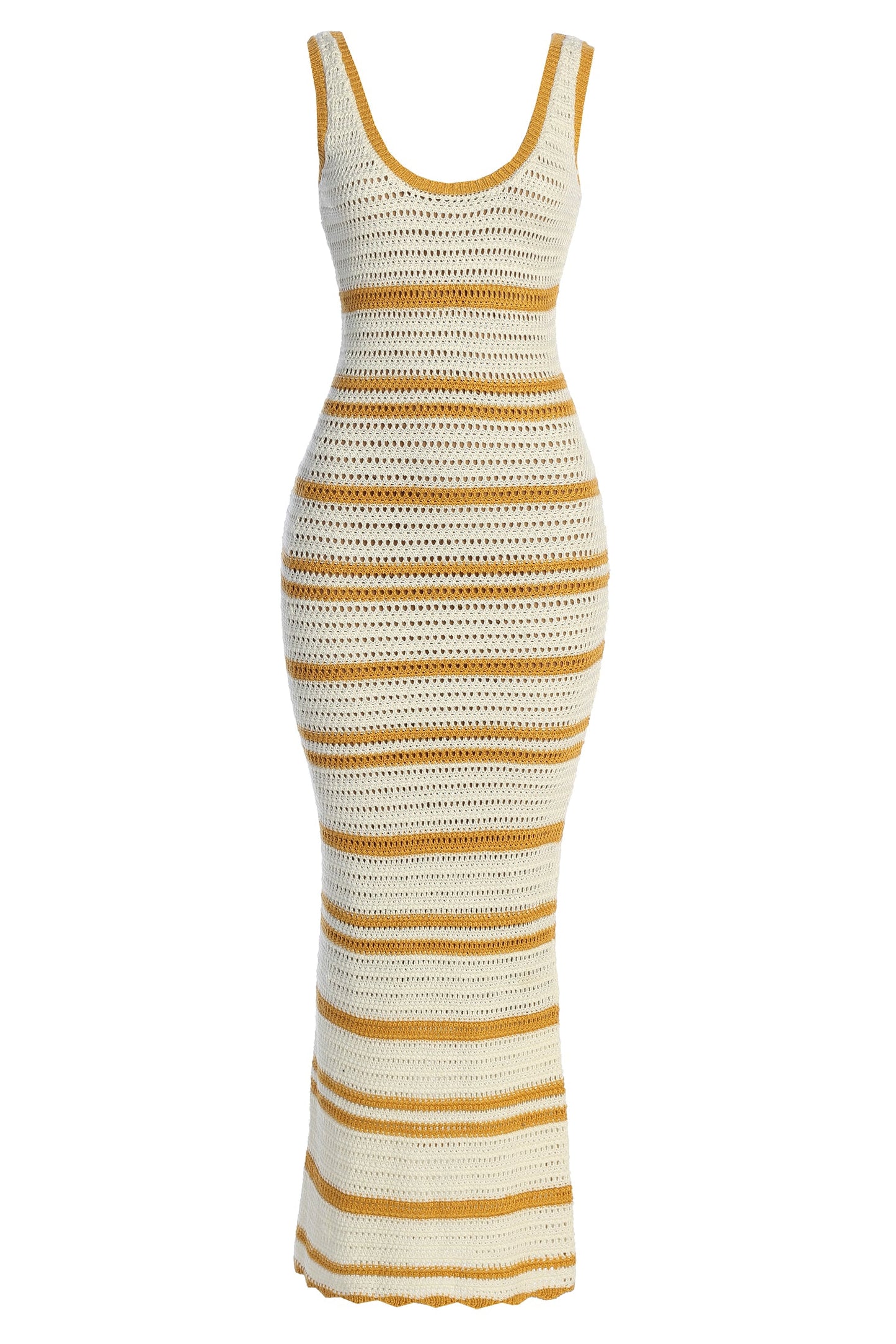 Ivory/Yellow Destiny Knit Maxi Dress JLUXLABEL