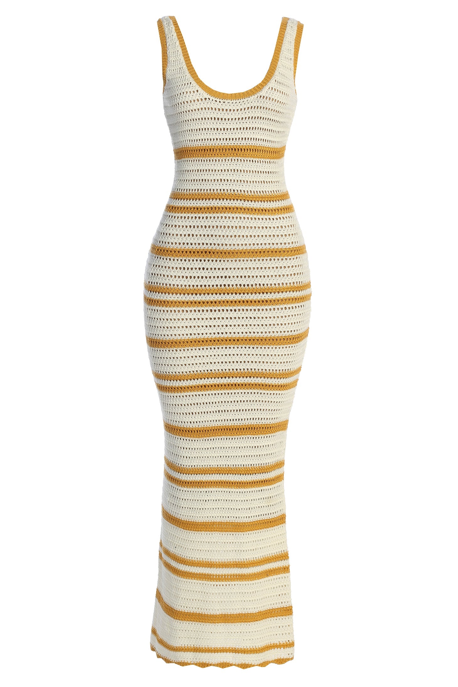 Ivory/Yellow Destiny Knit Maxi Dress JLUXLABEL