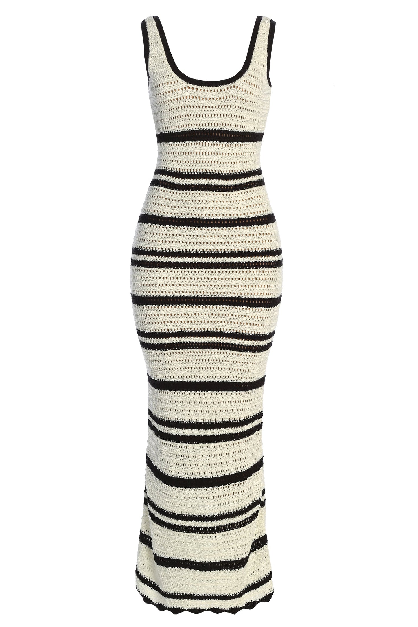 Ivory/Black Destiny Knit Maxi Dress JLUXLABEL
