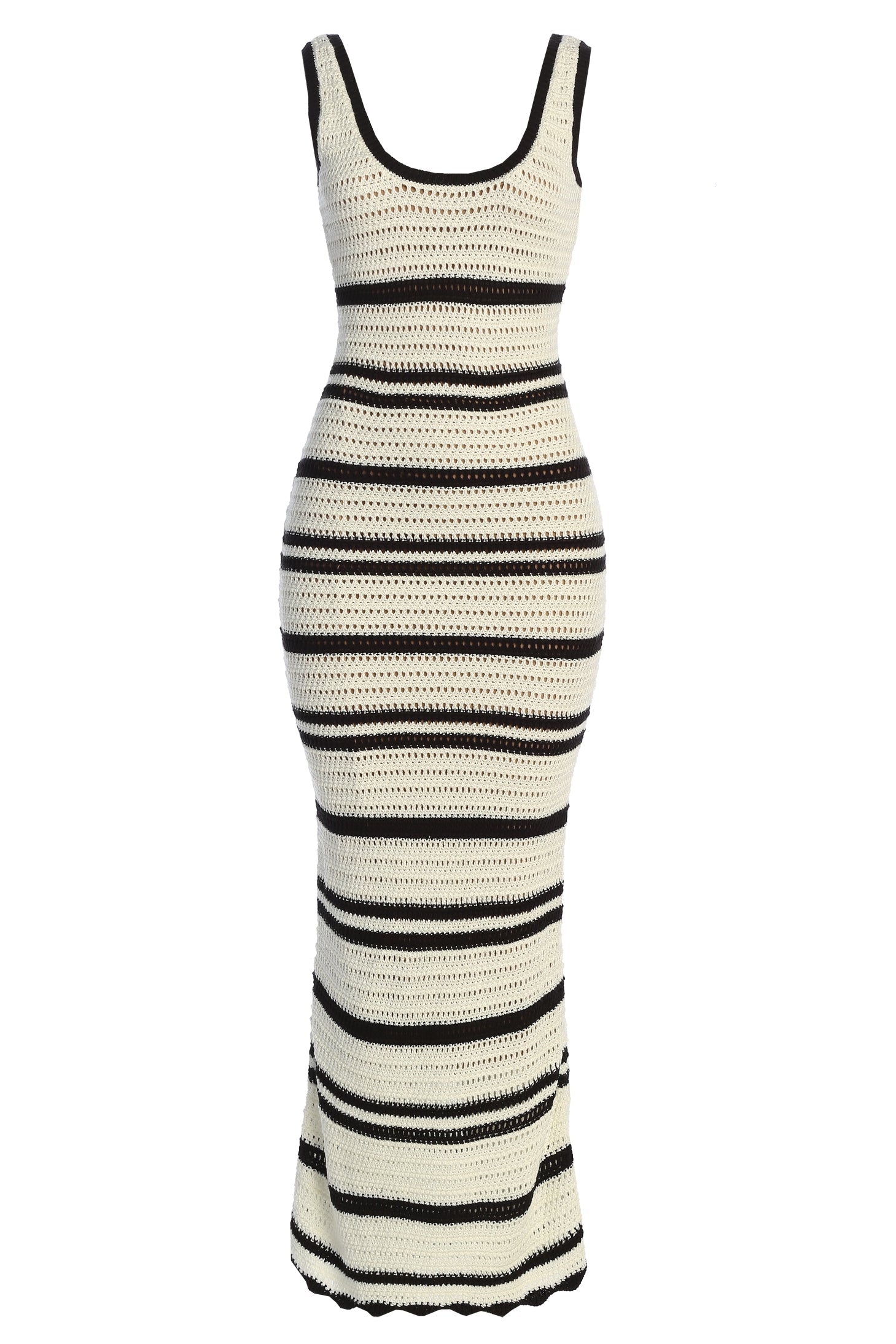 Ivory/Black Destiny Knit Maxi Dress JLUXLABEL
