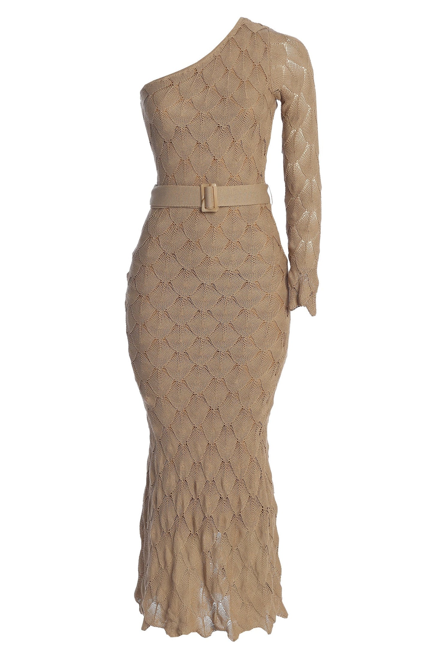 Beige La Costa One Shoulder Dress JLUXLABEL