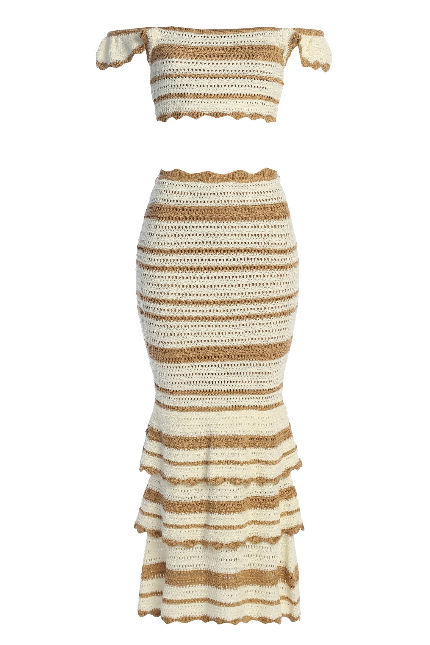 Beige Corazon Ruffle Skirt Set JLUXLABEL