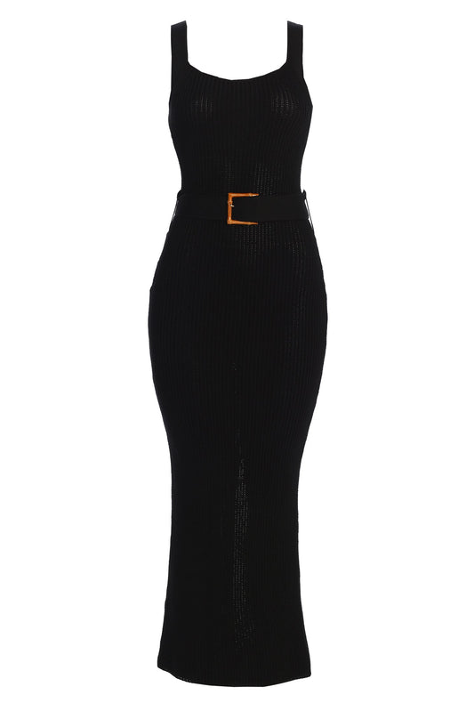 Black Moonrise Ribbed Maxi Dress JLUXLABEL