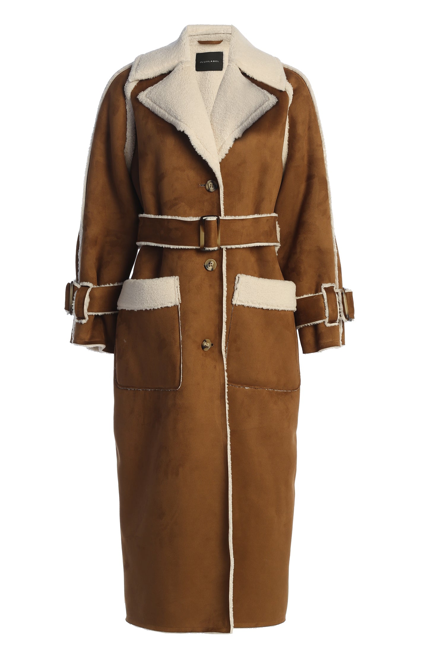 Tan Suede And Sherpa Reversible Coat JLUXLABEL