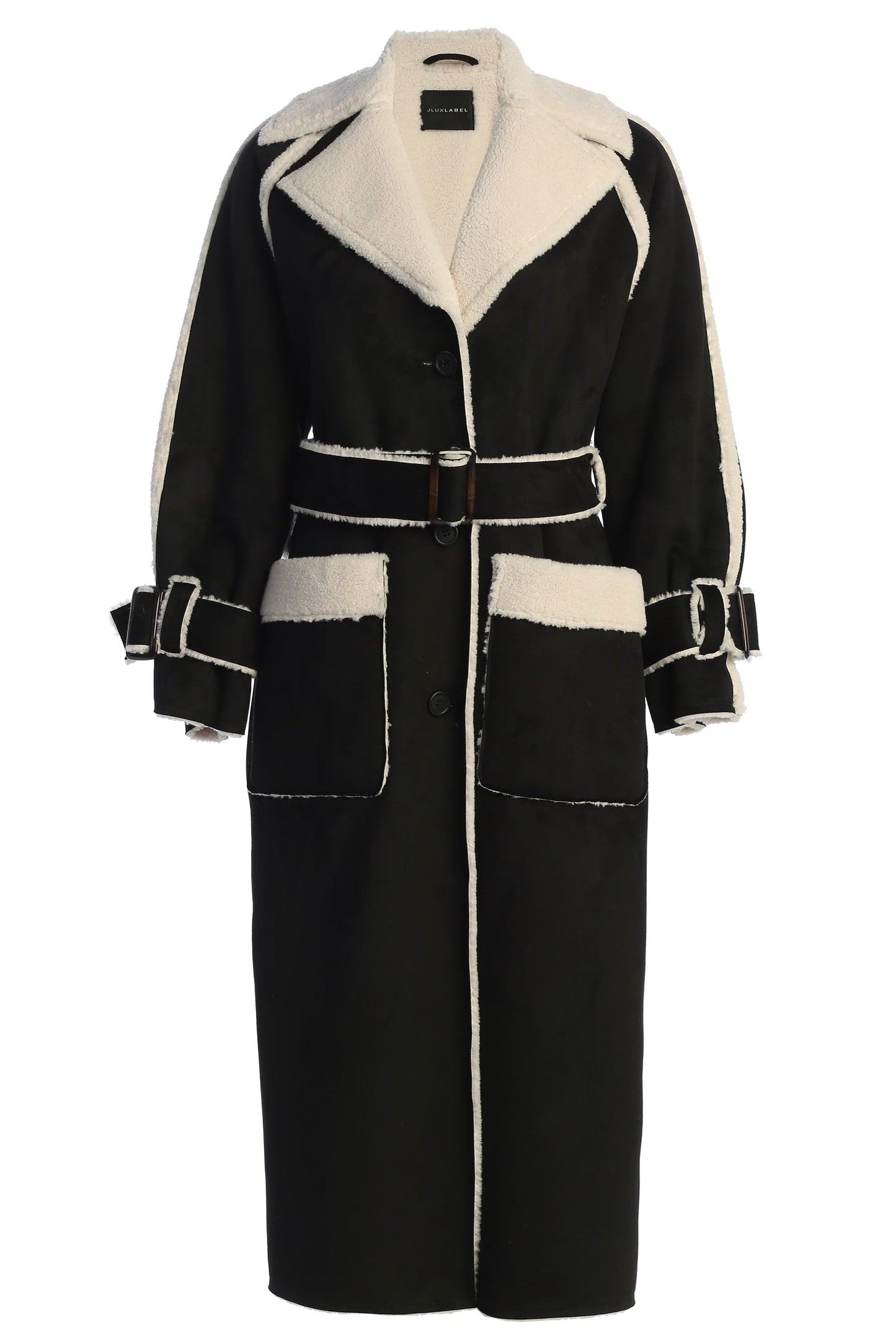 Black Suede And Sherpa Reversible Coat JLUXLABEL