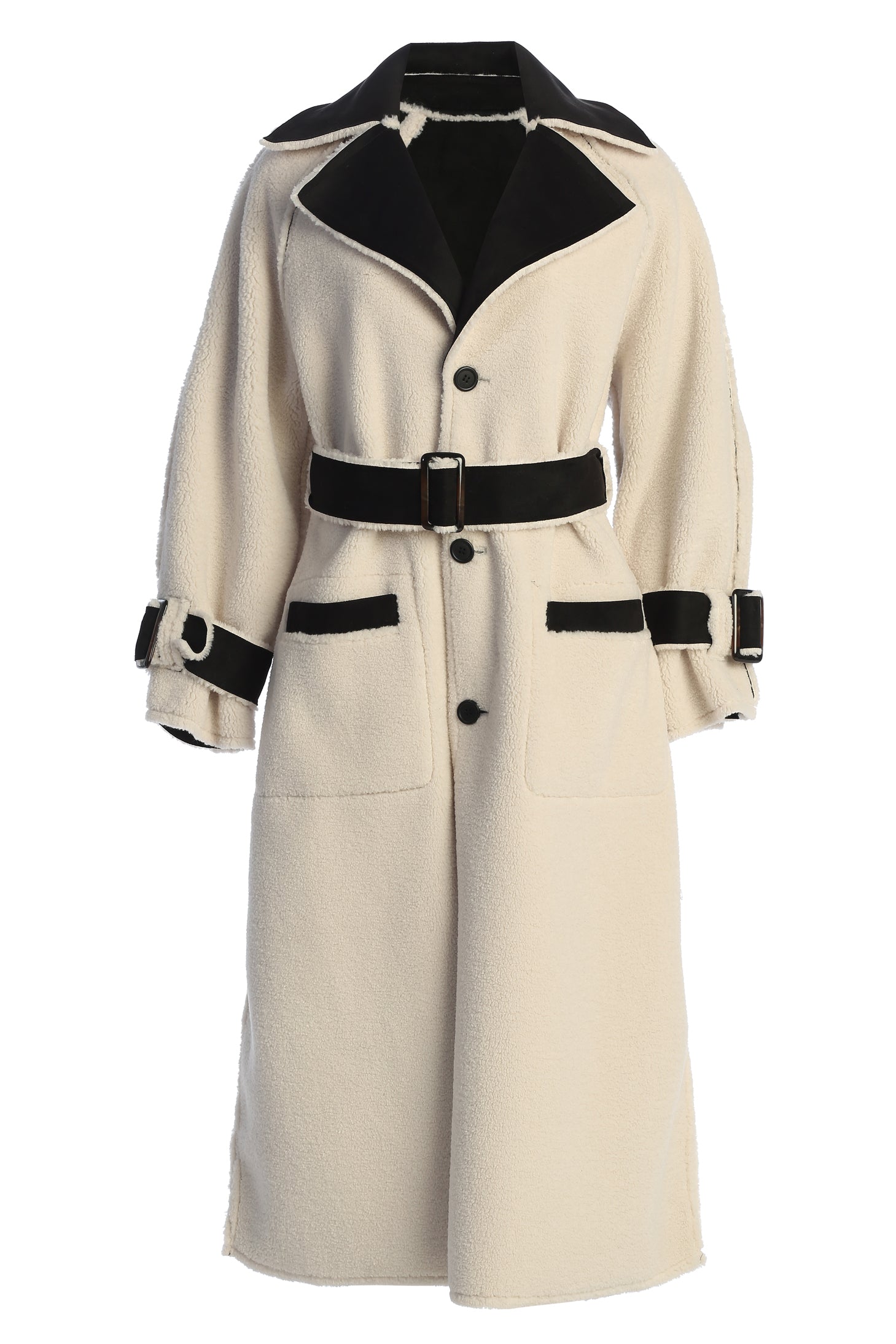 Black Suede And Sherpa Reversible Coat JLUXLABEL