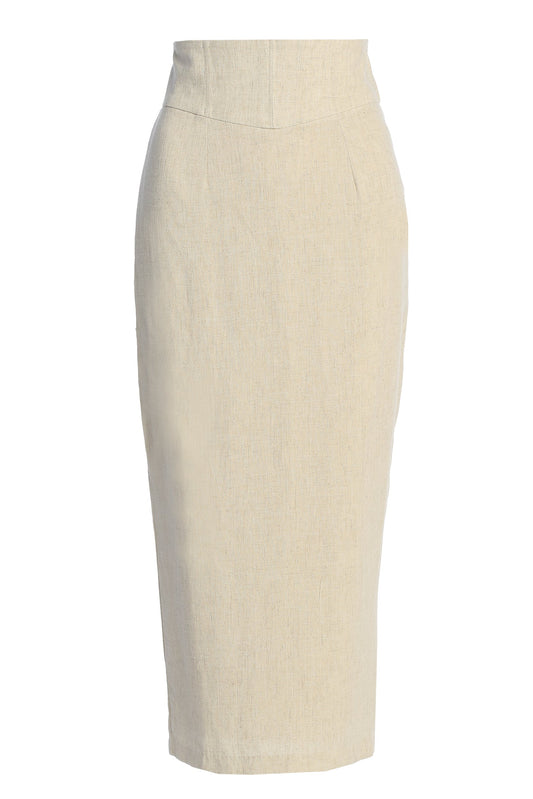 Natural Coastland Linen Skirt JLUXLABEL