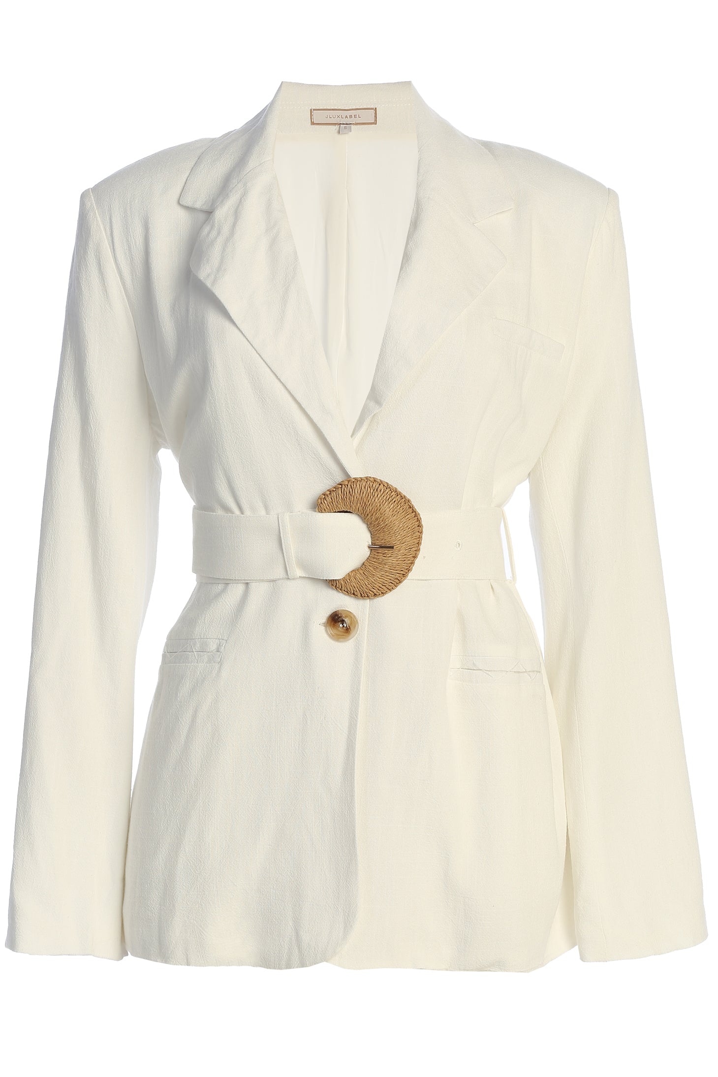 Ivory Ocean Breeze Linen Blazer JLUXLABEL