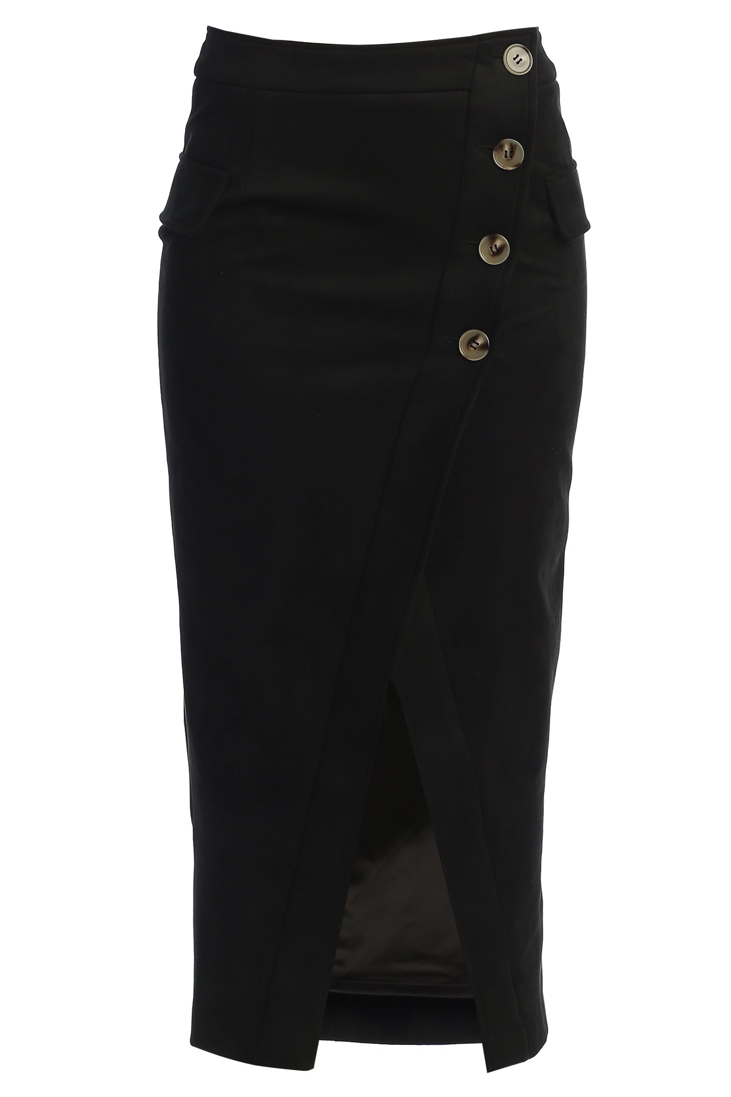 Black Audrey Suede Midi Skirt JLUXLABEL