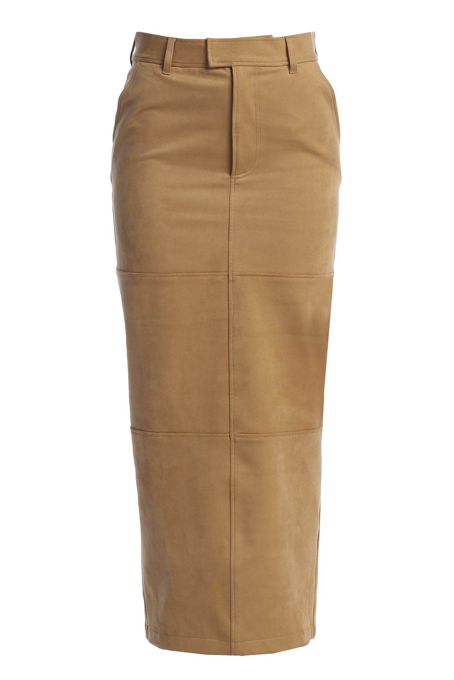 Beige Joy Suede Maxi Skirt JLUXLABEL