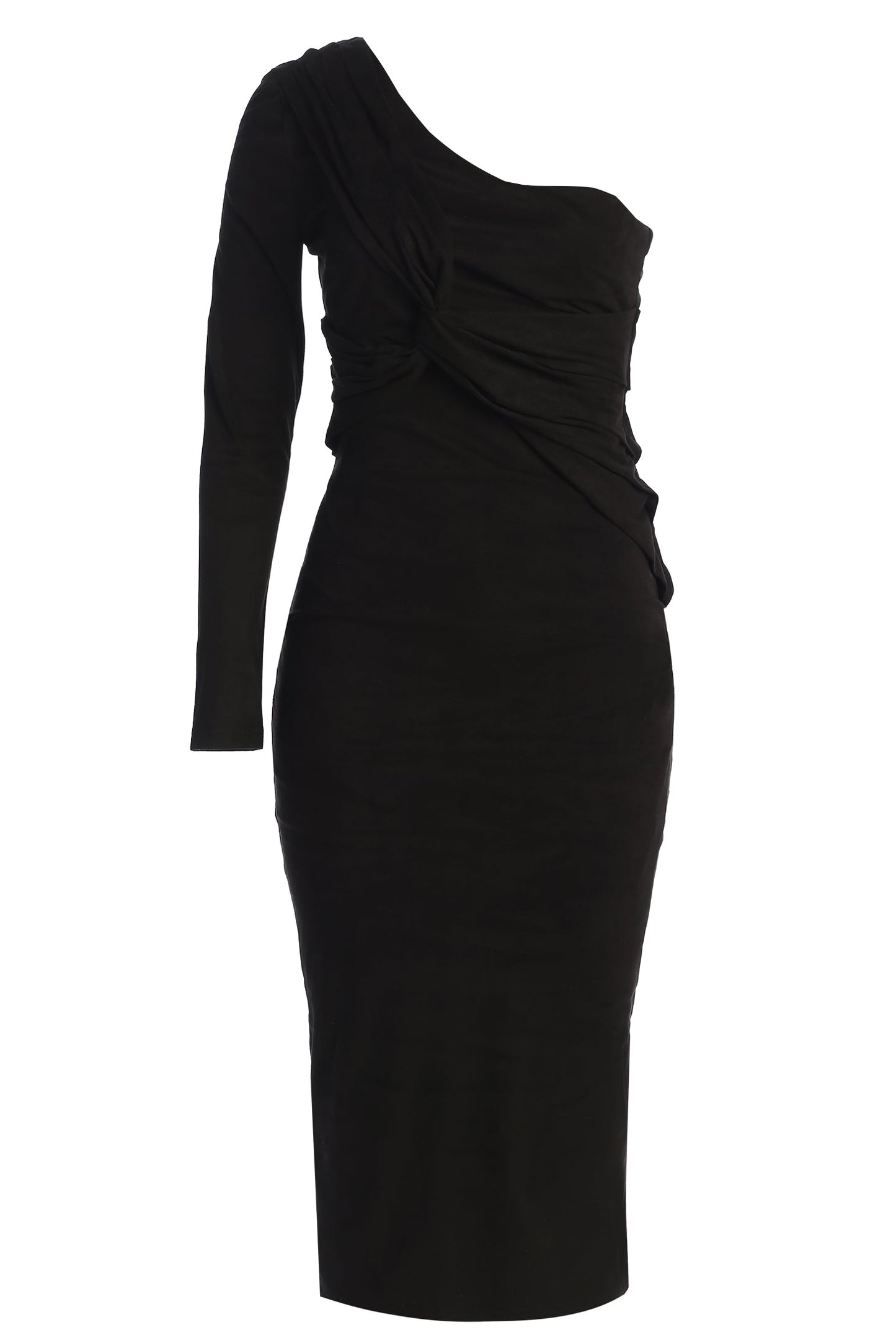 Black Dayanna Suede Midi Dress JLUXLABEL