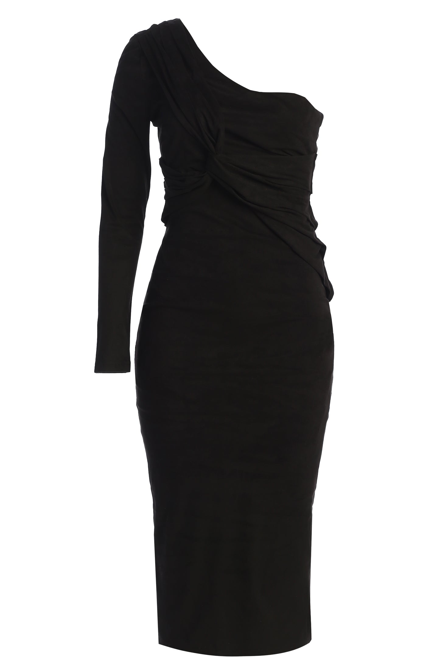 Black Dayanna Suede Midi Dress JLUXLABEL