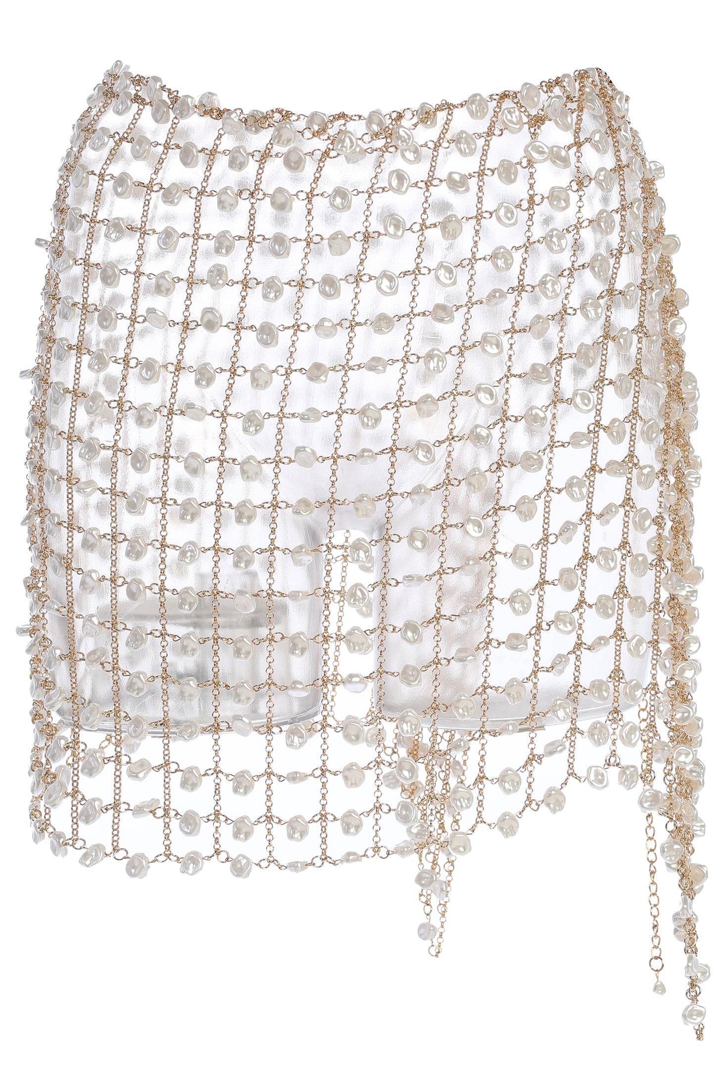 Gold Ocean Oasis Pearl Chainmail Skirt JLUXLABEL
