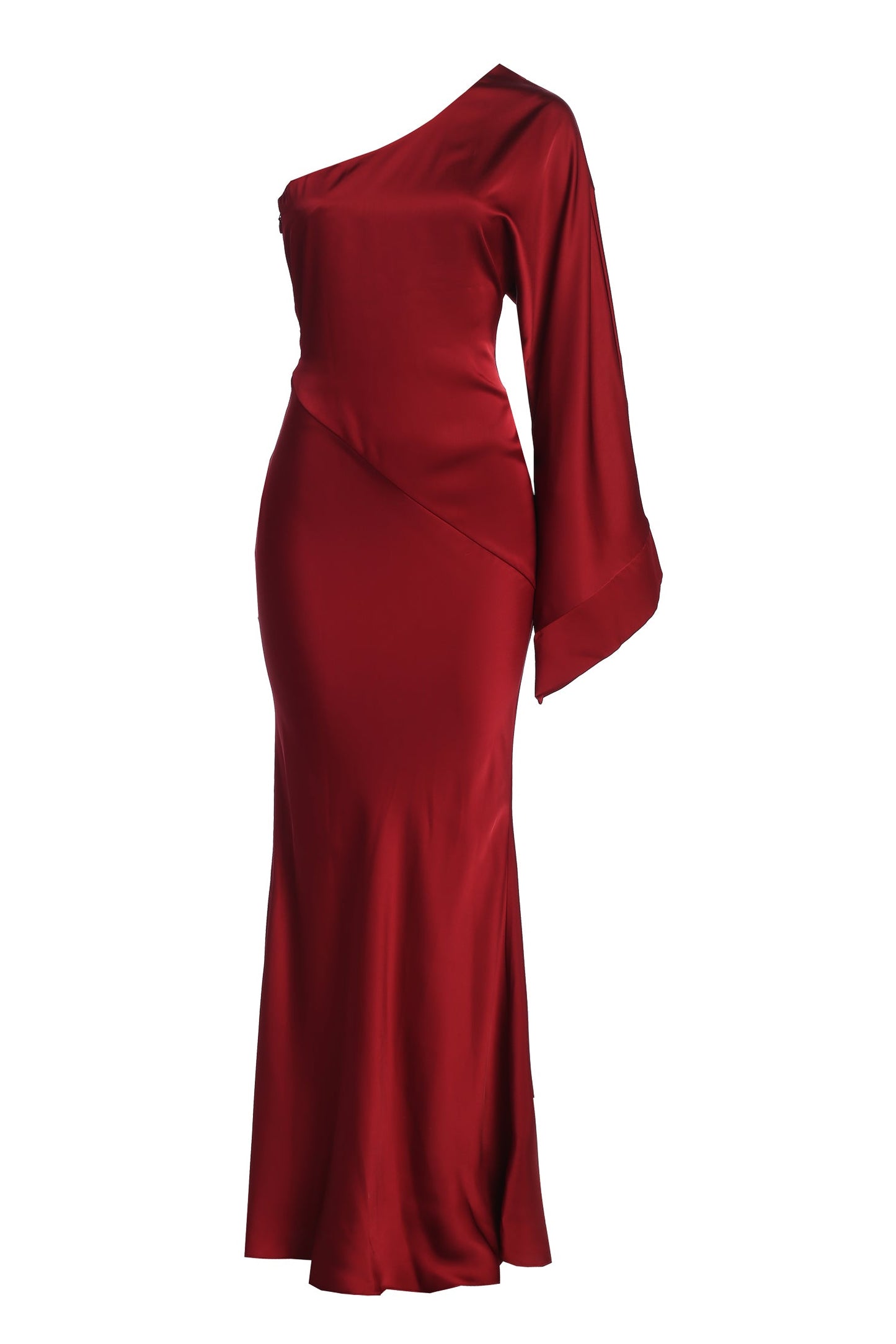 Red Femme Drape Maxi Dress JLUXLABEL