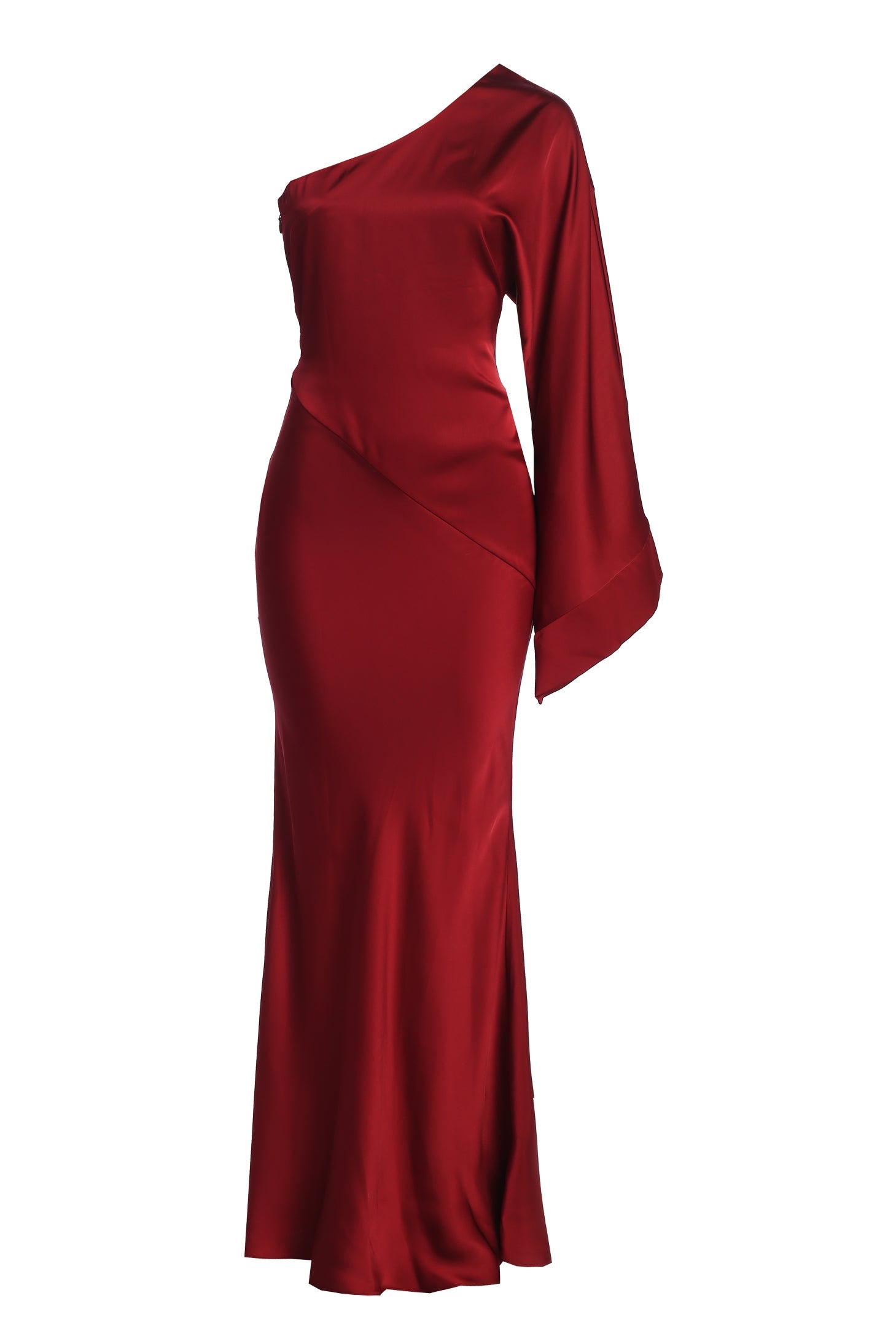 Red Femme Drape Maxi Dress JLUXLABEL
