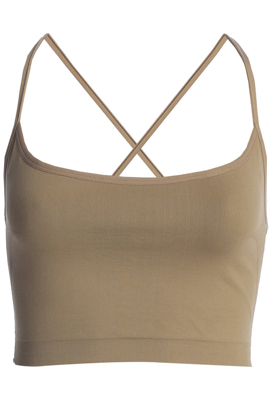 Beige Active Crop Top NEWFASHIONEDGE