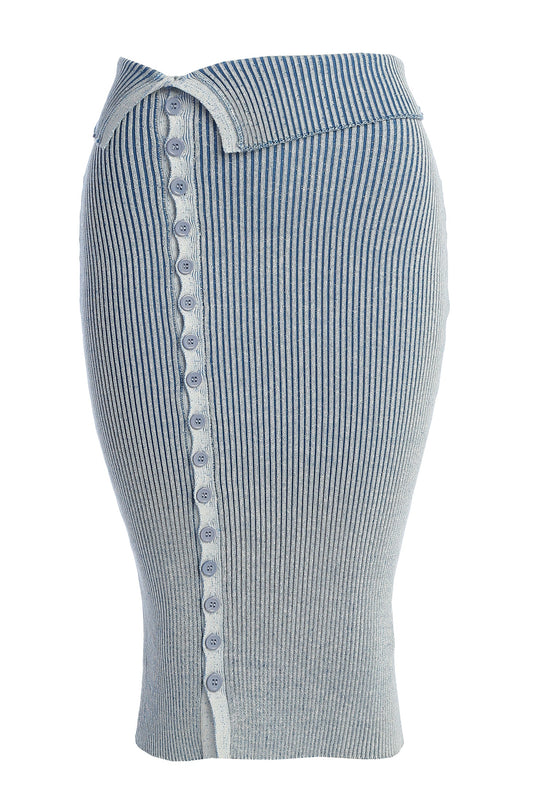 Denim/White Over The Top Skirt JLUXLABEL