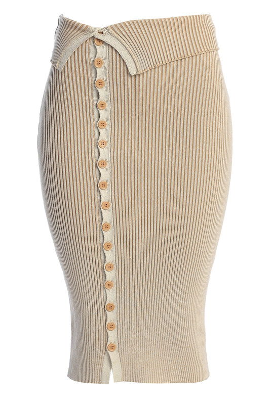 Taupe/White Over The Top Skirt JLUXLABEL