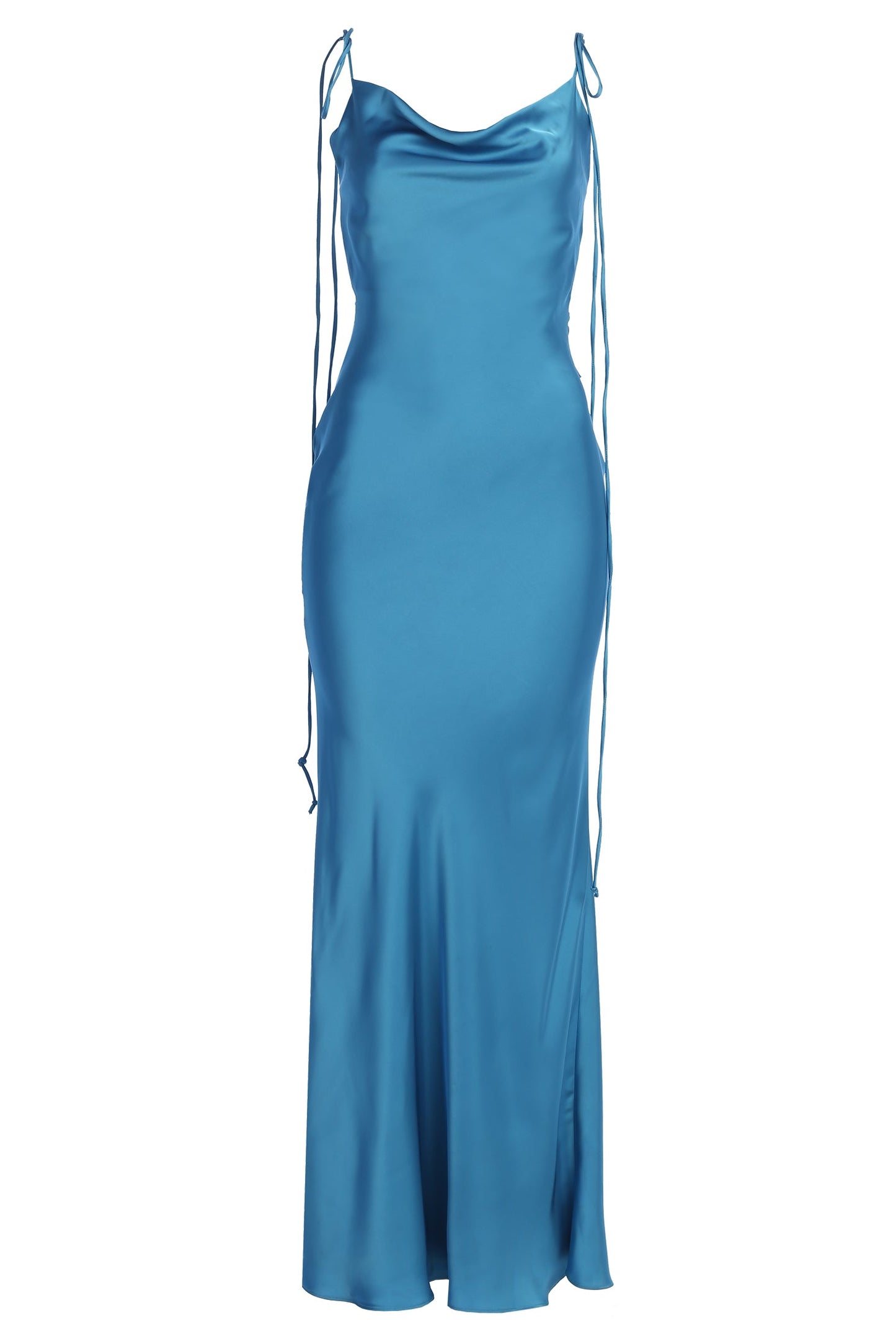 Blue Irresistible Satin Maxi Dress JLUXLABEL