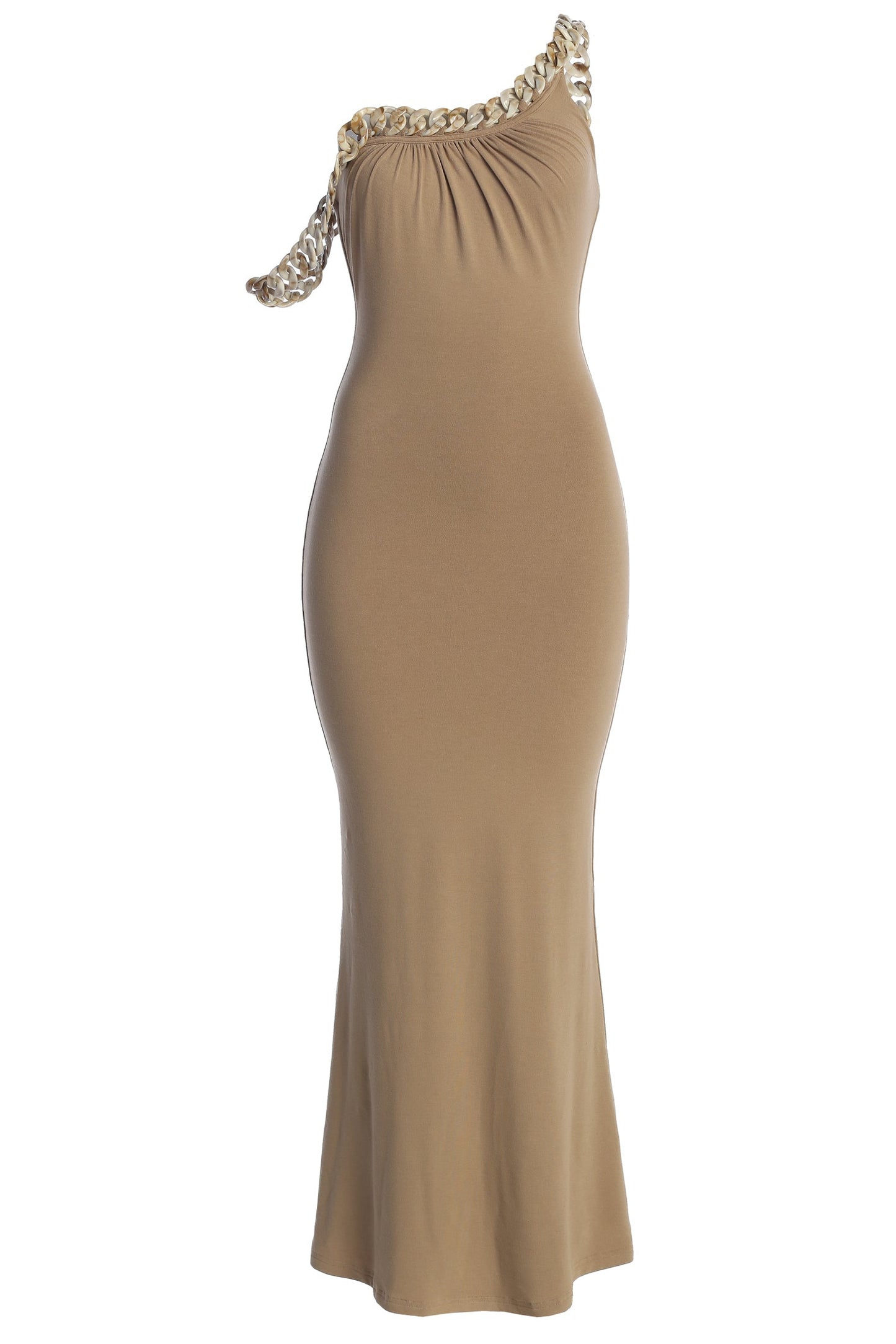 Beige Monette Asymmetric Dress JLUXLABEL