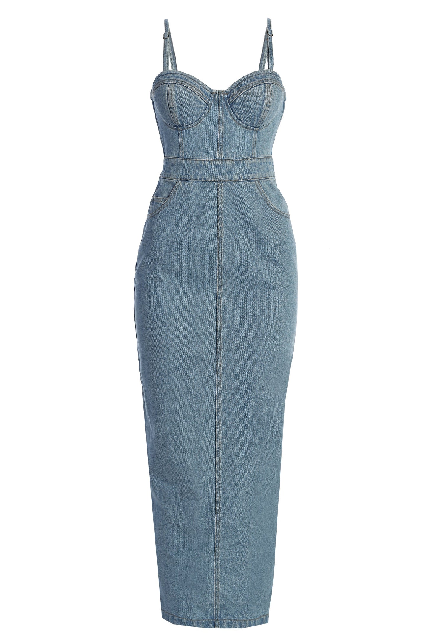 Medium Wash Mara Denim Bustier Dress JLUXLABEL