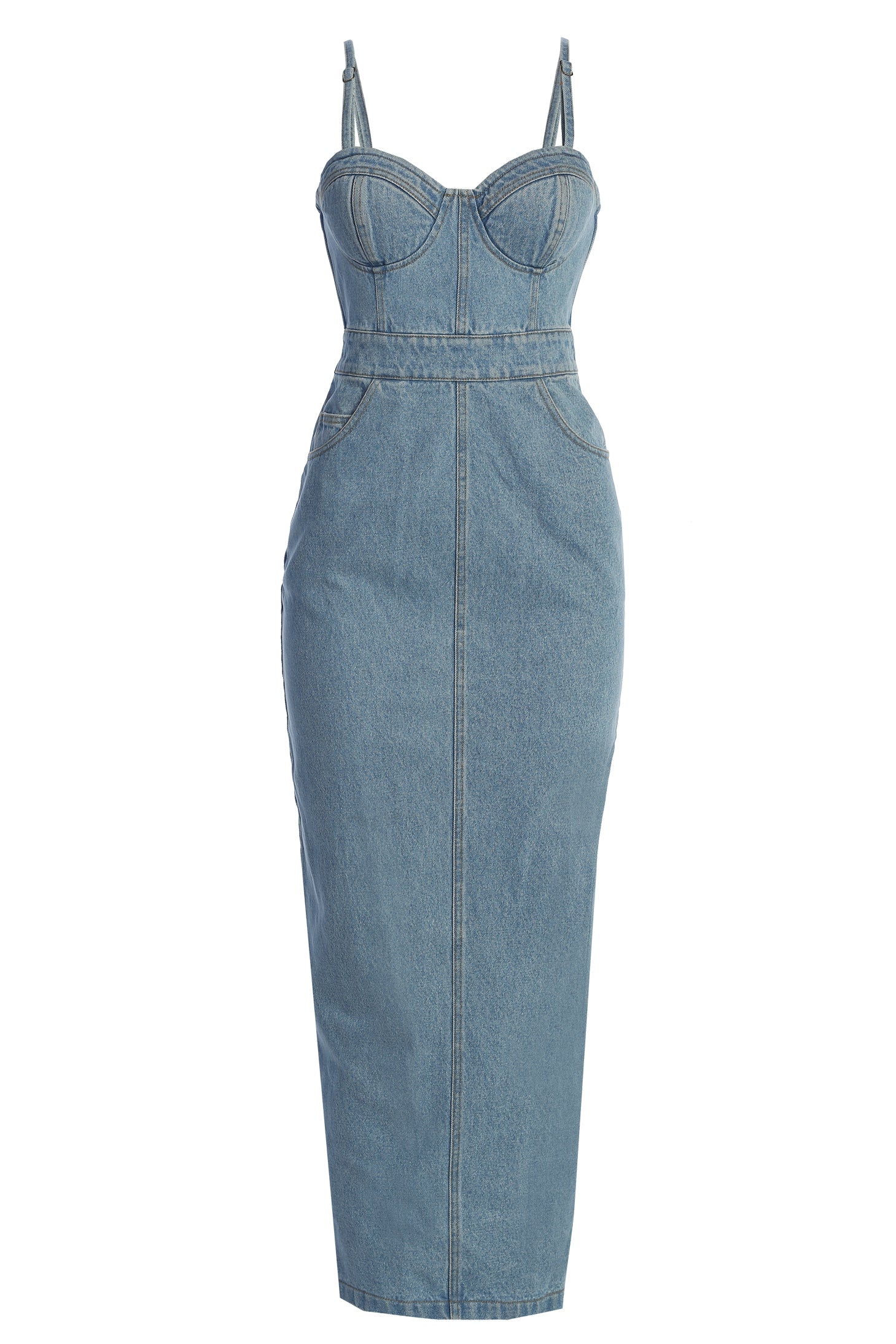 Medium Wash Mara Denim Bustier Dress JLUXLABEL