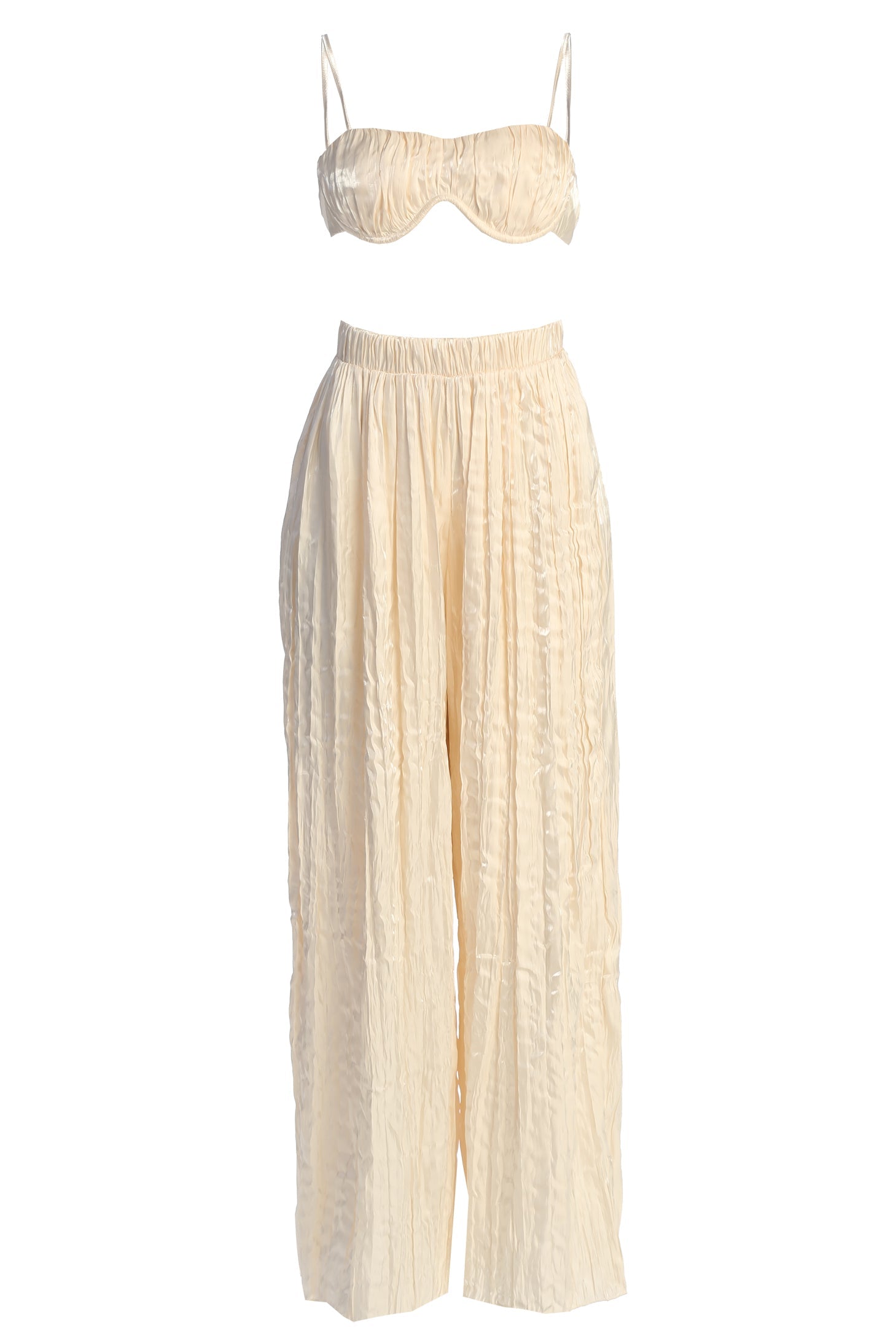 Cream Let's Get Away Satin Pant Set JLUXLABEL