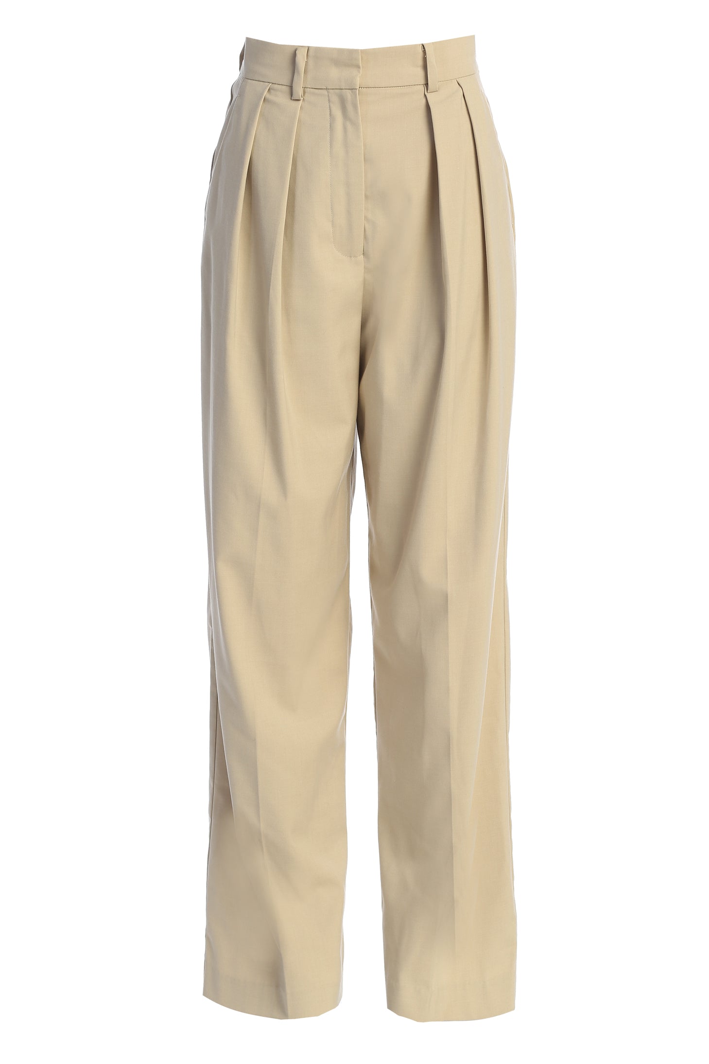 Beige Power Hour High Waist Trousers JLUXLABEL