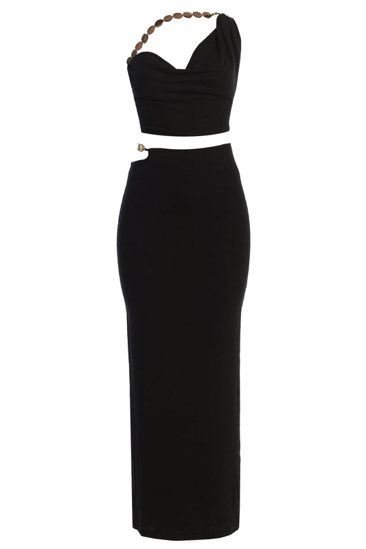 Black Skye Knit Skirt Set JLUXLABEL