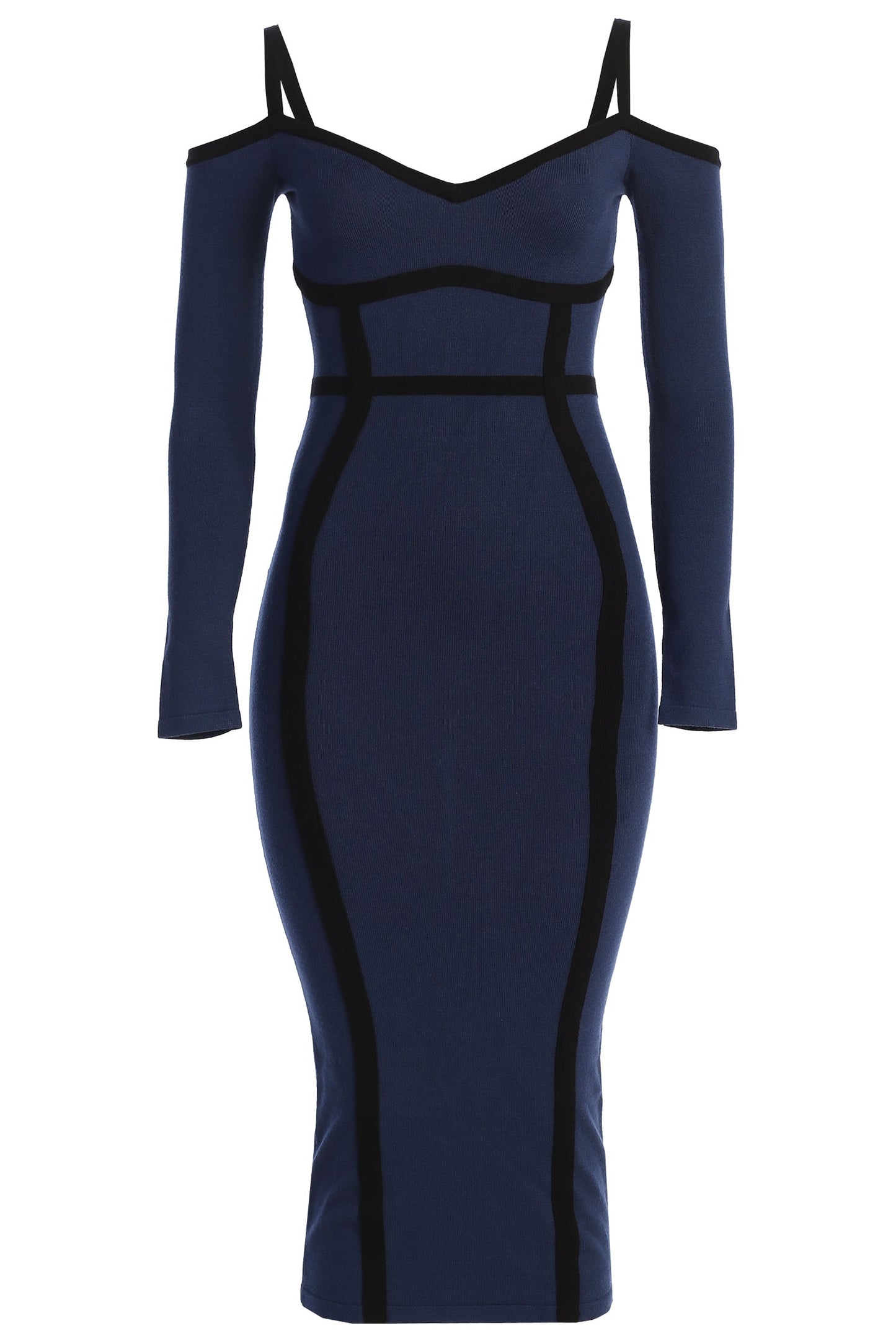 Navy  Debora Knit Midi Dress JLUXLABEL