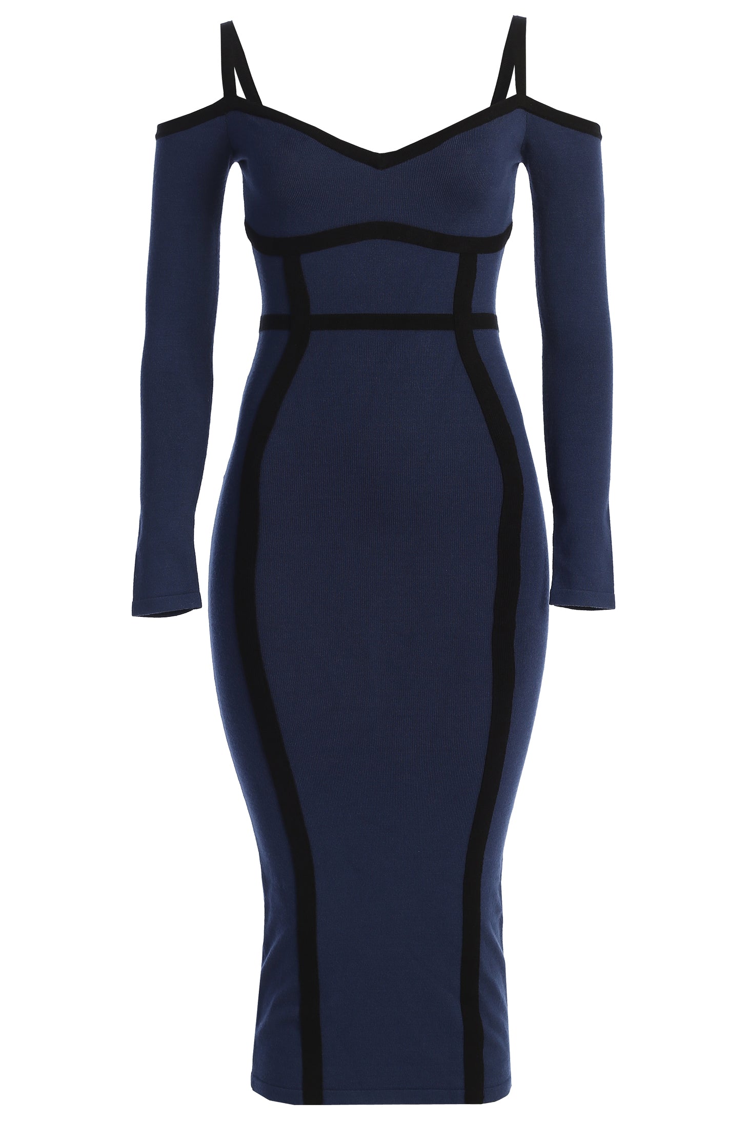 Navy  Debora Knit Midi Dress JLUXLABEL