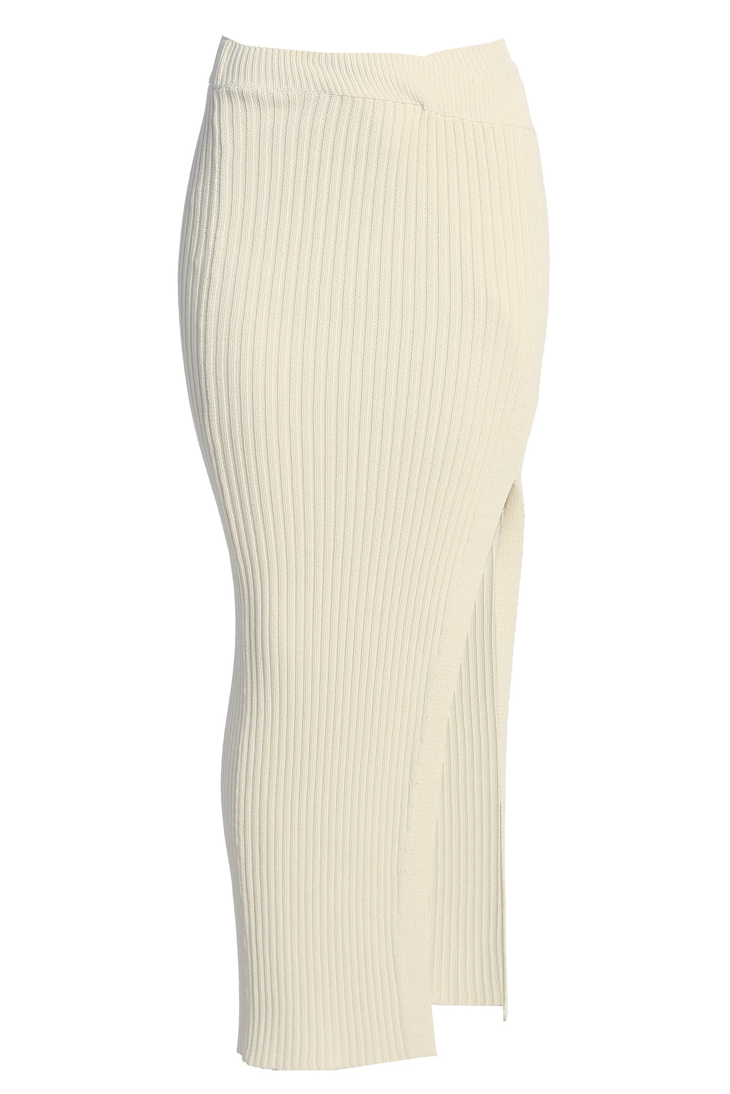 Ivory Hamptons Ribbed Slit Skirt JLUXLABEL