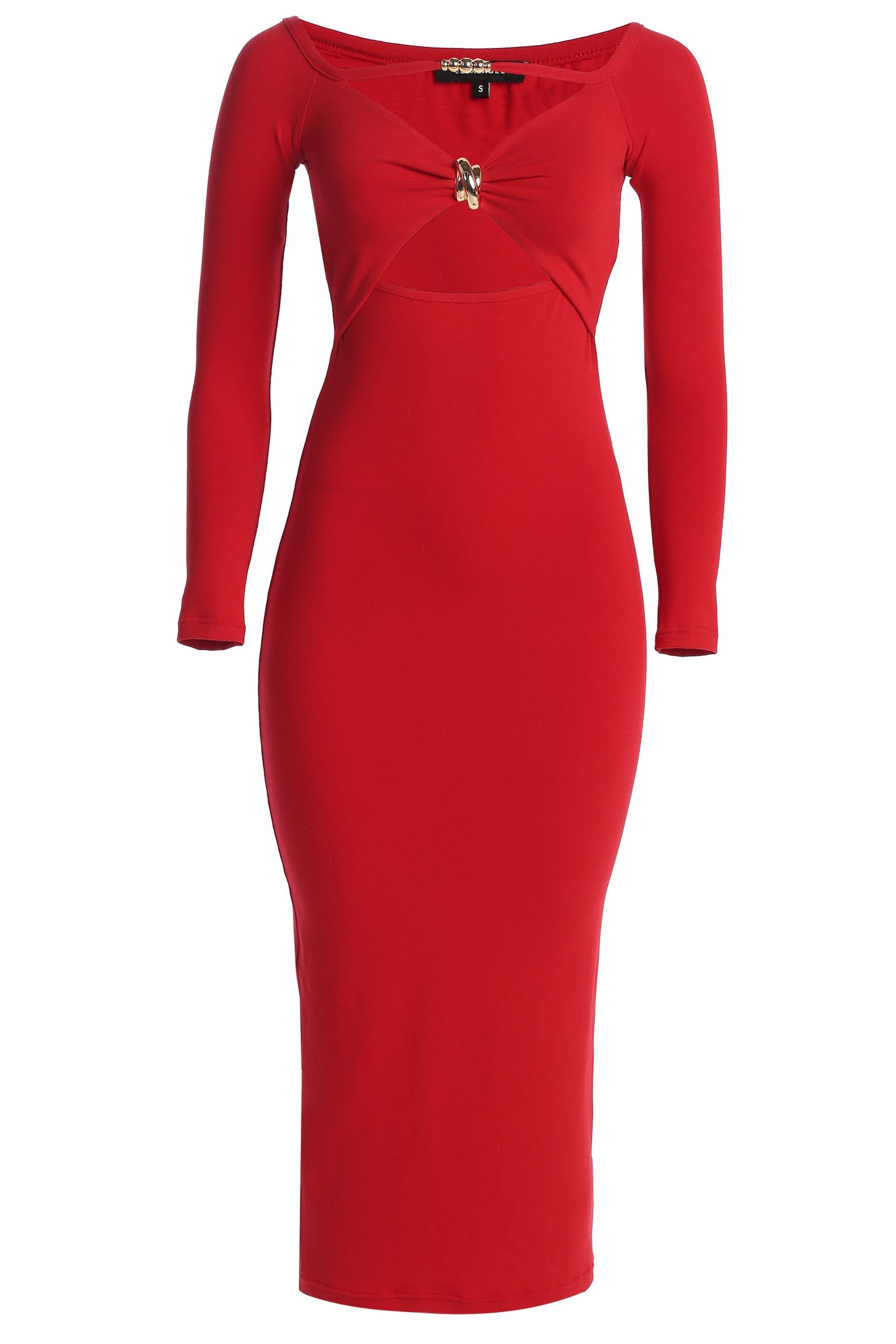 Red Off Shoulder Cutout Dress JLUXLABEL