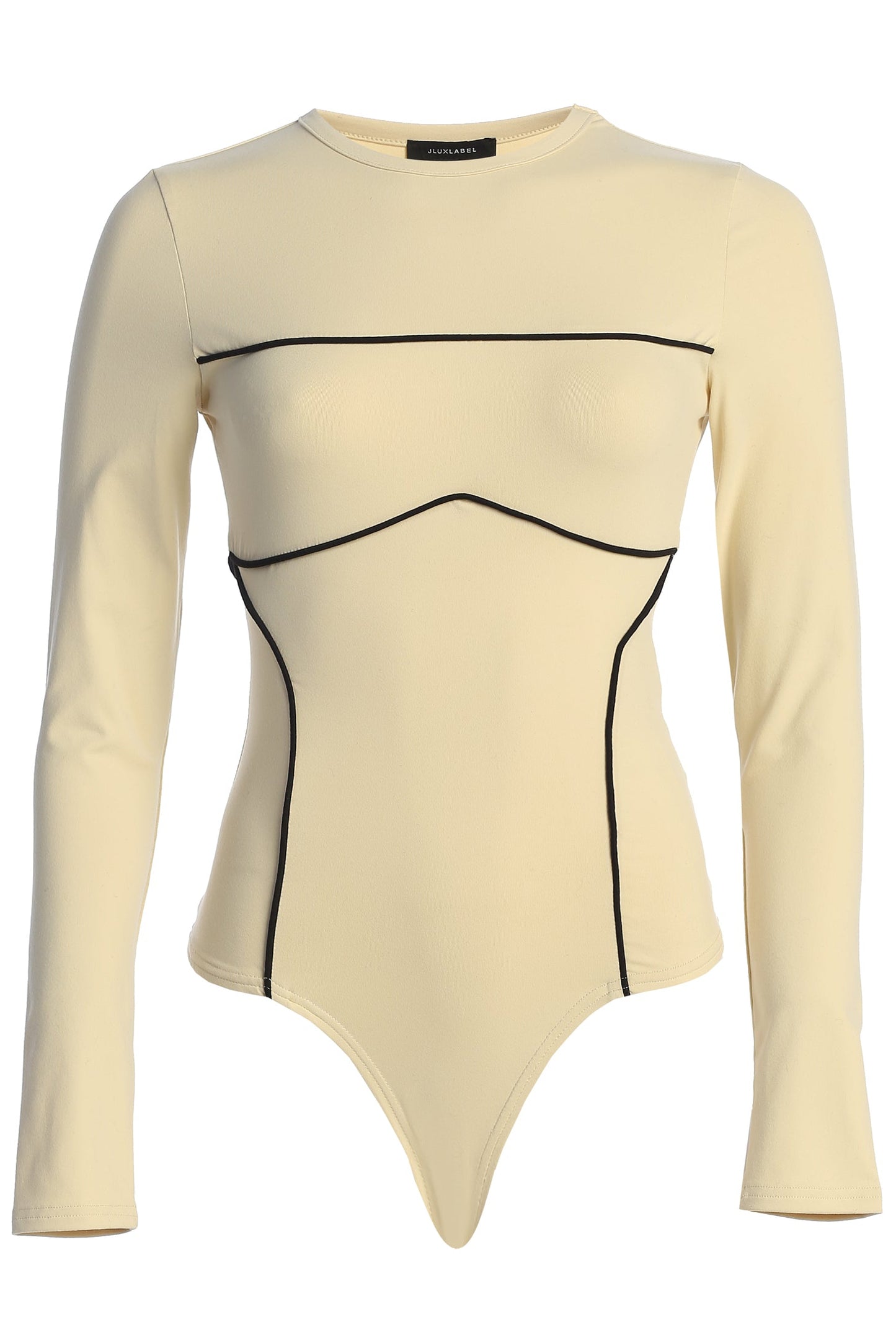 Cream/Black Pilar Piped Bodysuit JLUXLABEL