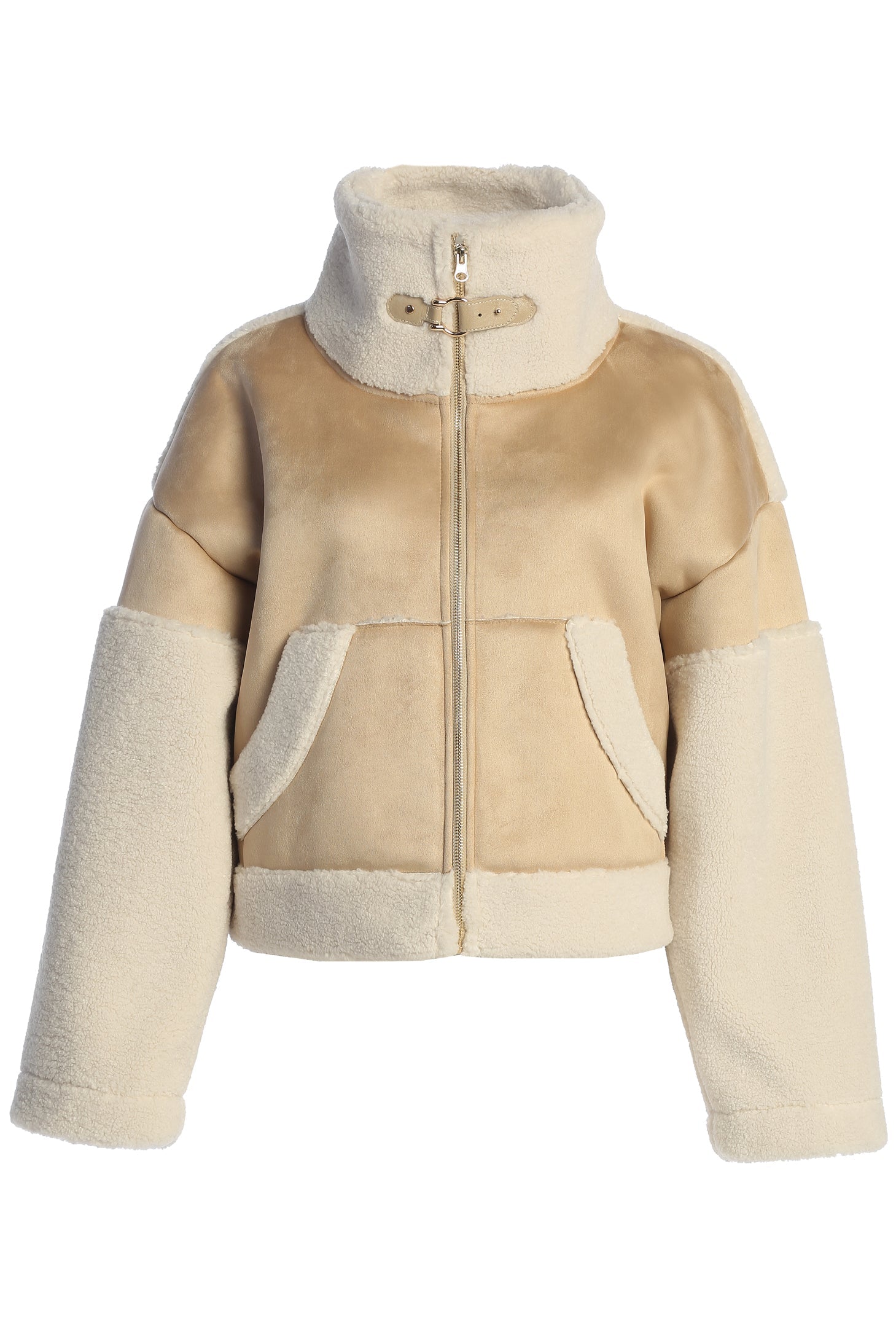 Sand Suede And Sherpa Jacket JLUXLABEL
