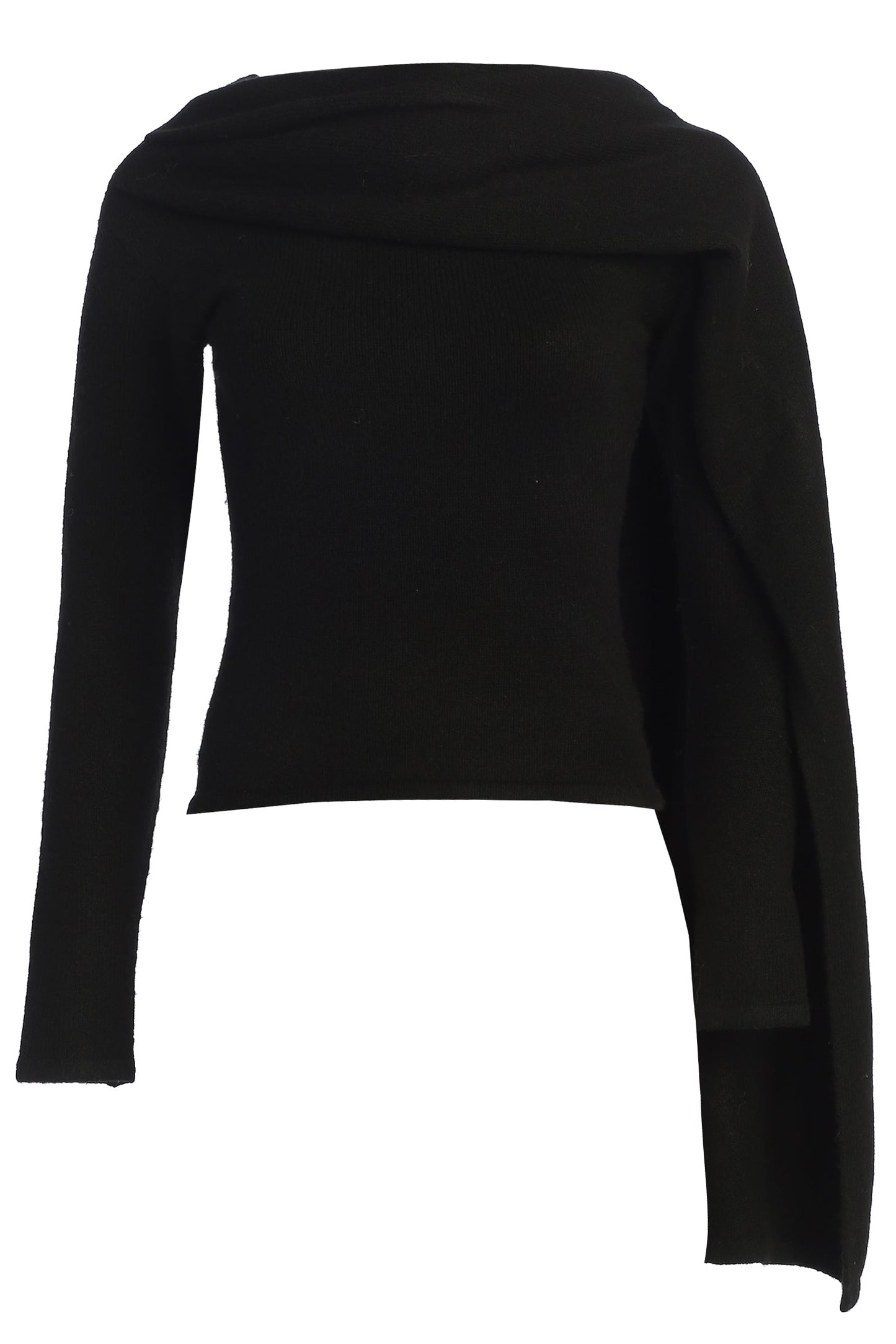 Black Ribbed Scarf Top JLUXLABEL