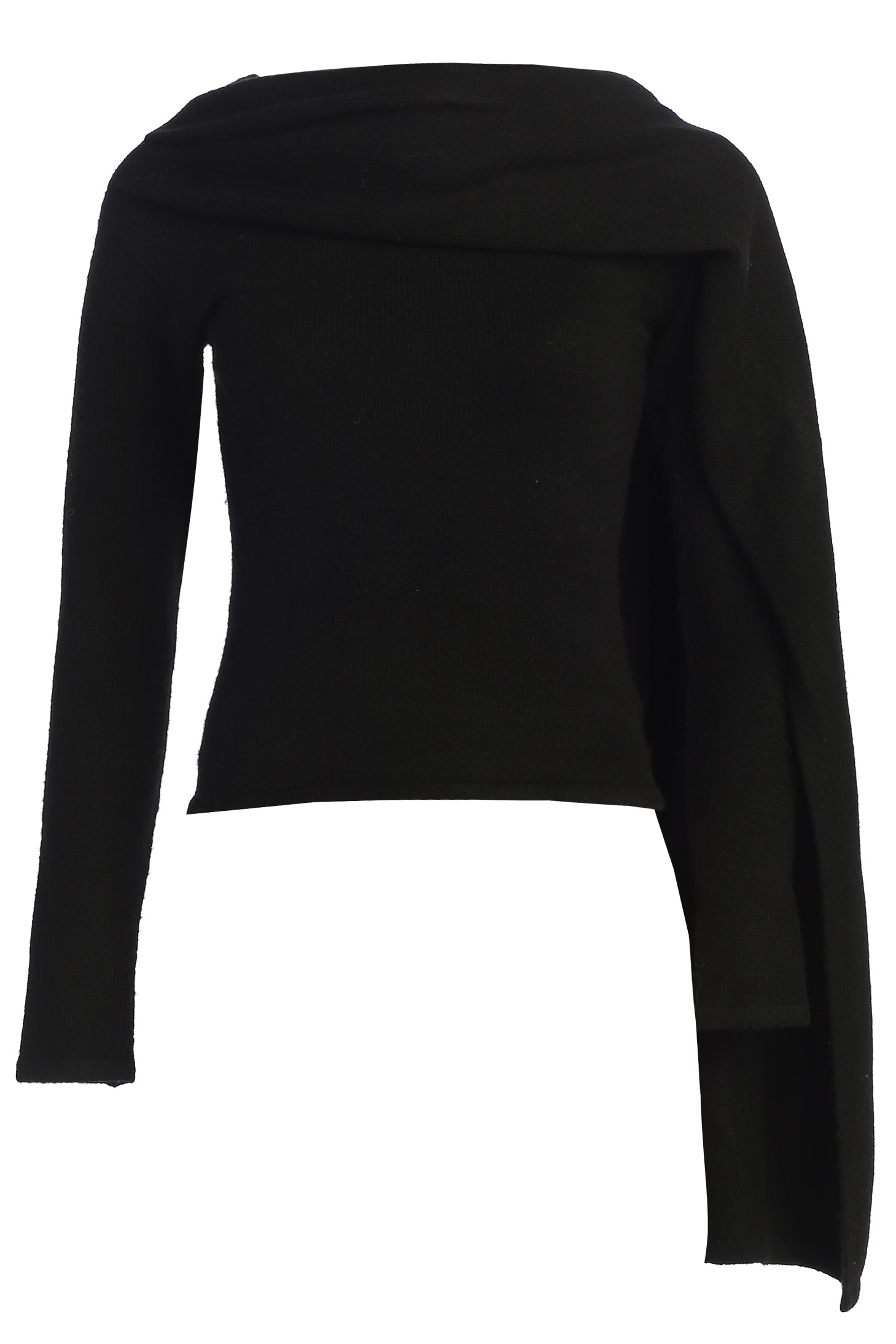 Black Ribbed Scarf Top JLUXLABEL