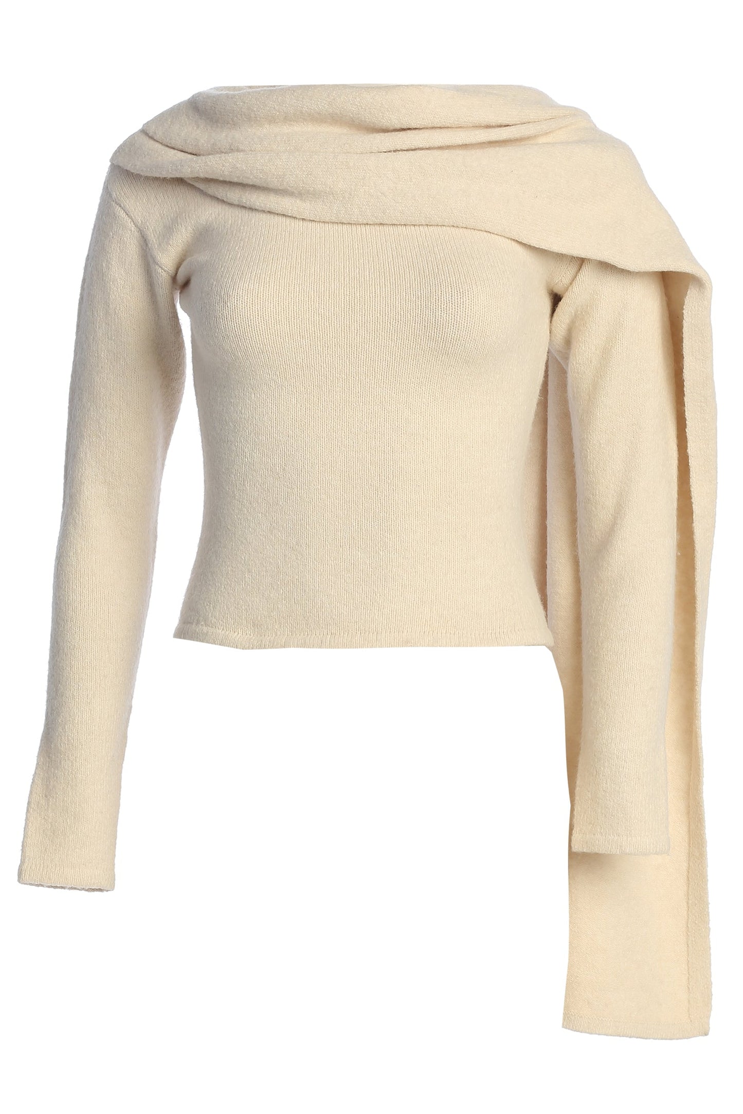 Milk Ribbed Scarf Top JLUXLABEL