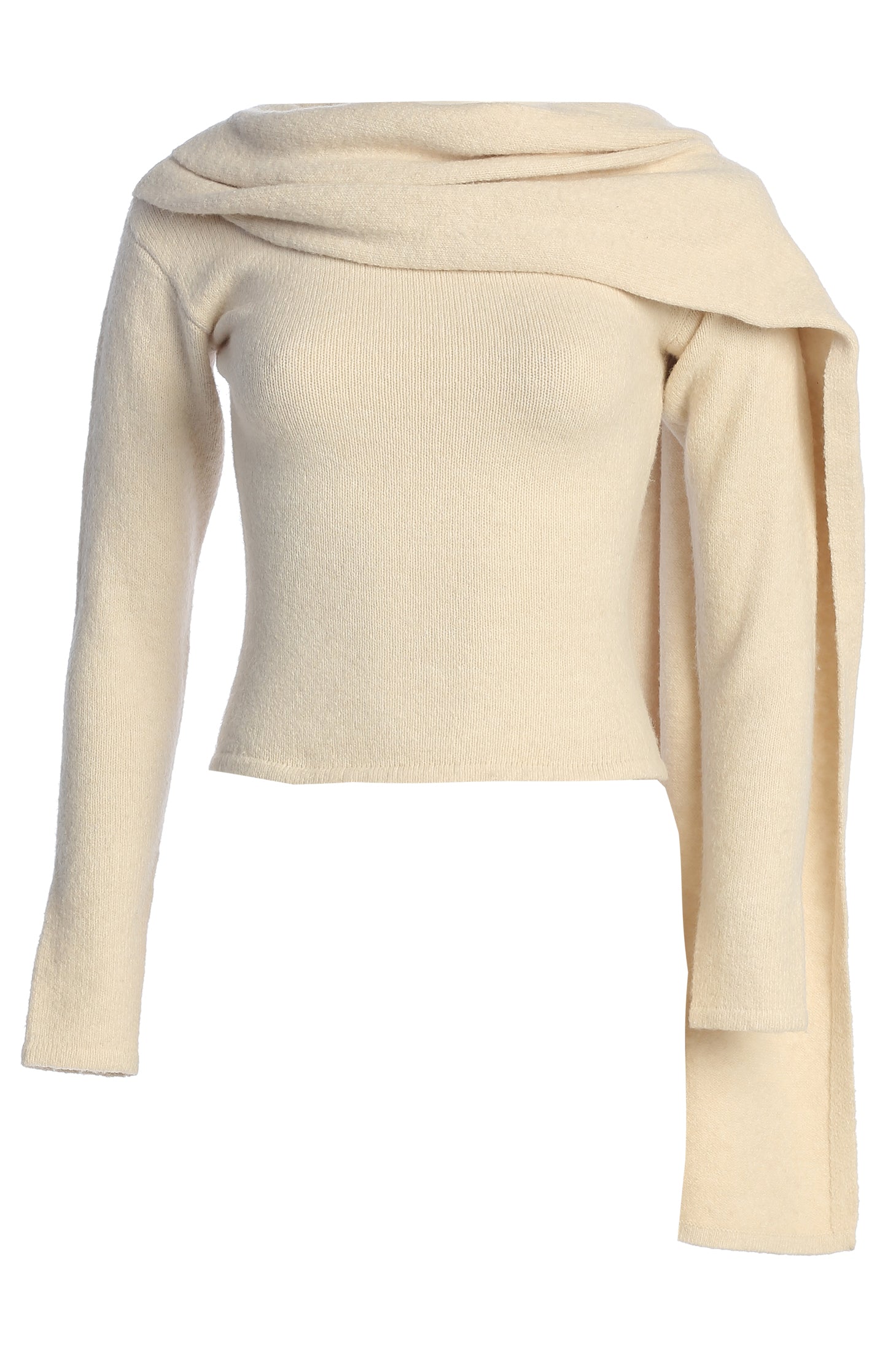 Milk Ribbed Scarf Top JLUXLABEL
