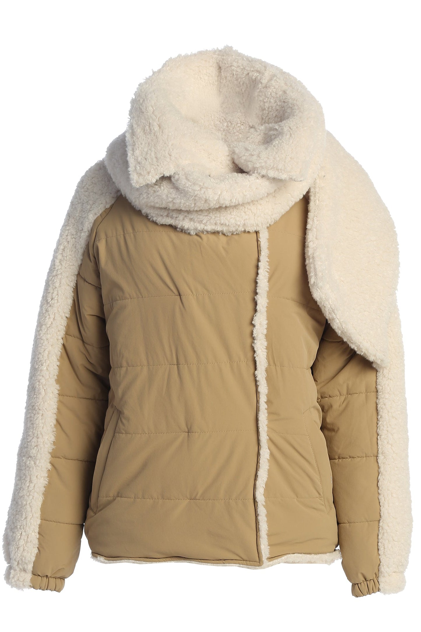 Beige/Ivory Contrast Sherpa Jacket JLUXLABEL