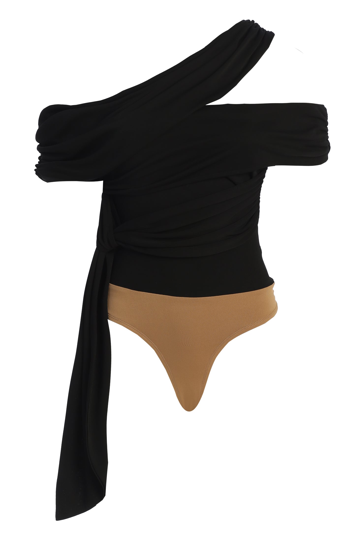 Black Above All Drape Bodysuit JLUXLABEL