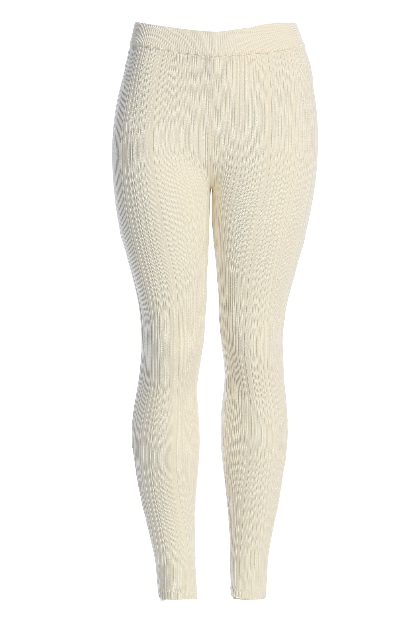 Ivory Ribbed High Waist Leggings JLUXLABEL