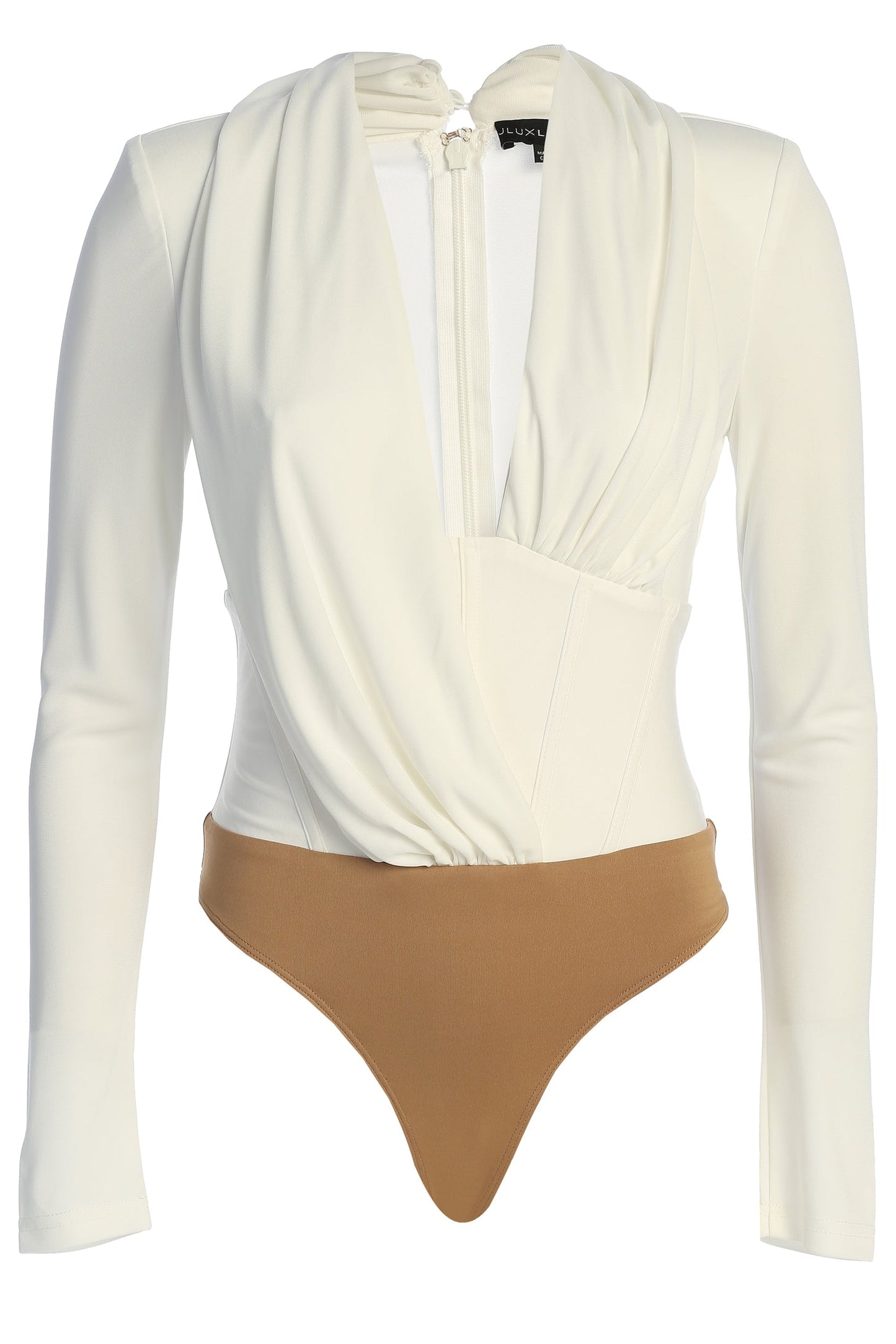 White Drape Corset Bodysuit JLUXLABEL